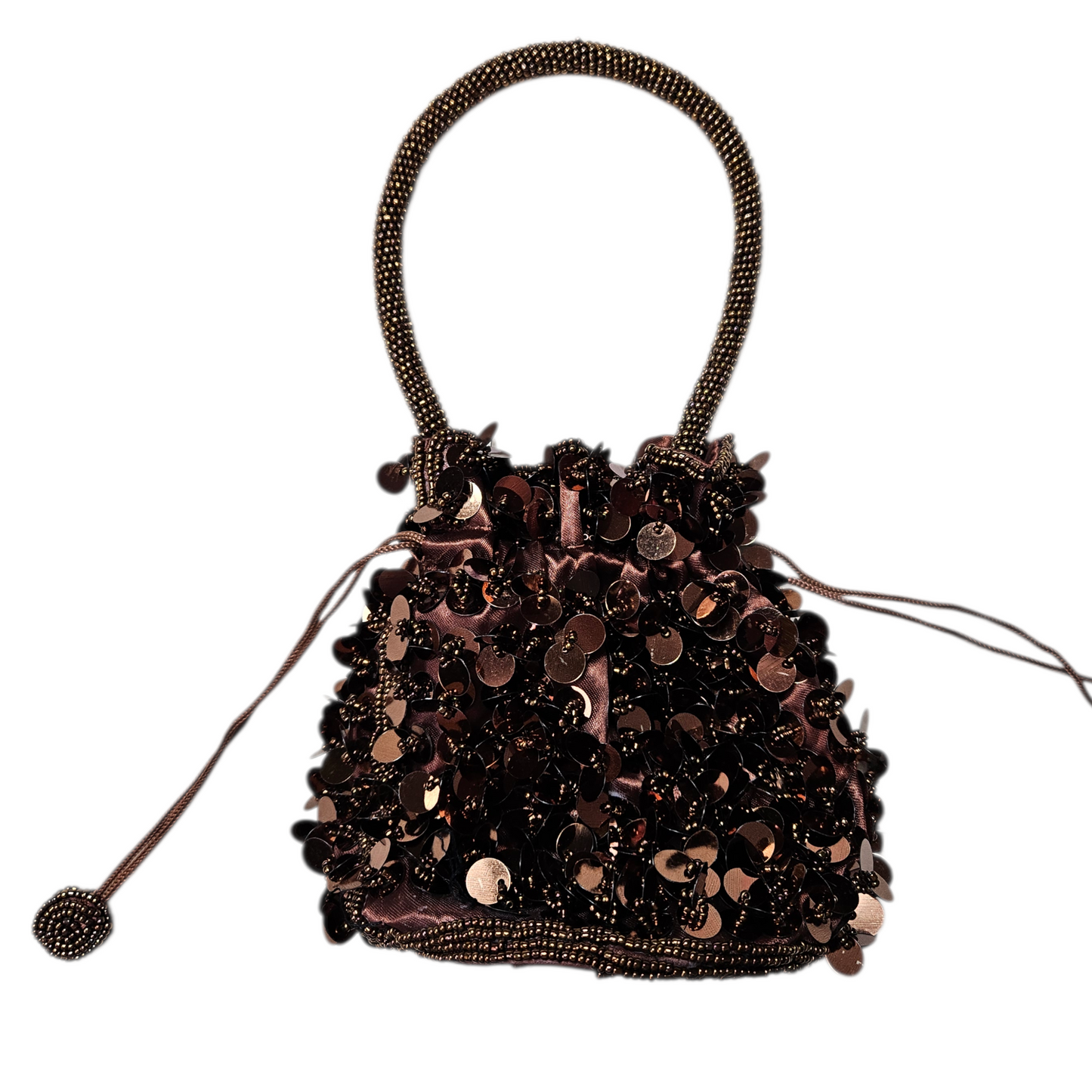 Petite besace marron à sequins