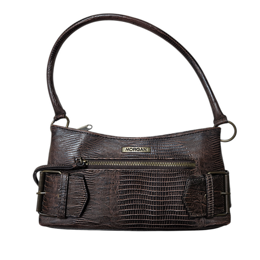 Small brown faux leather bag with straps