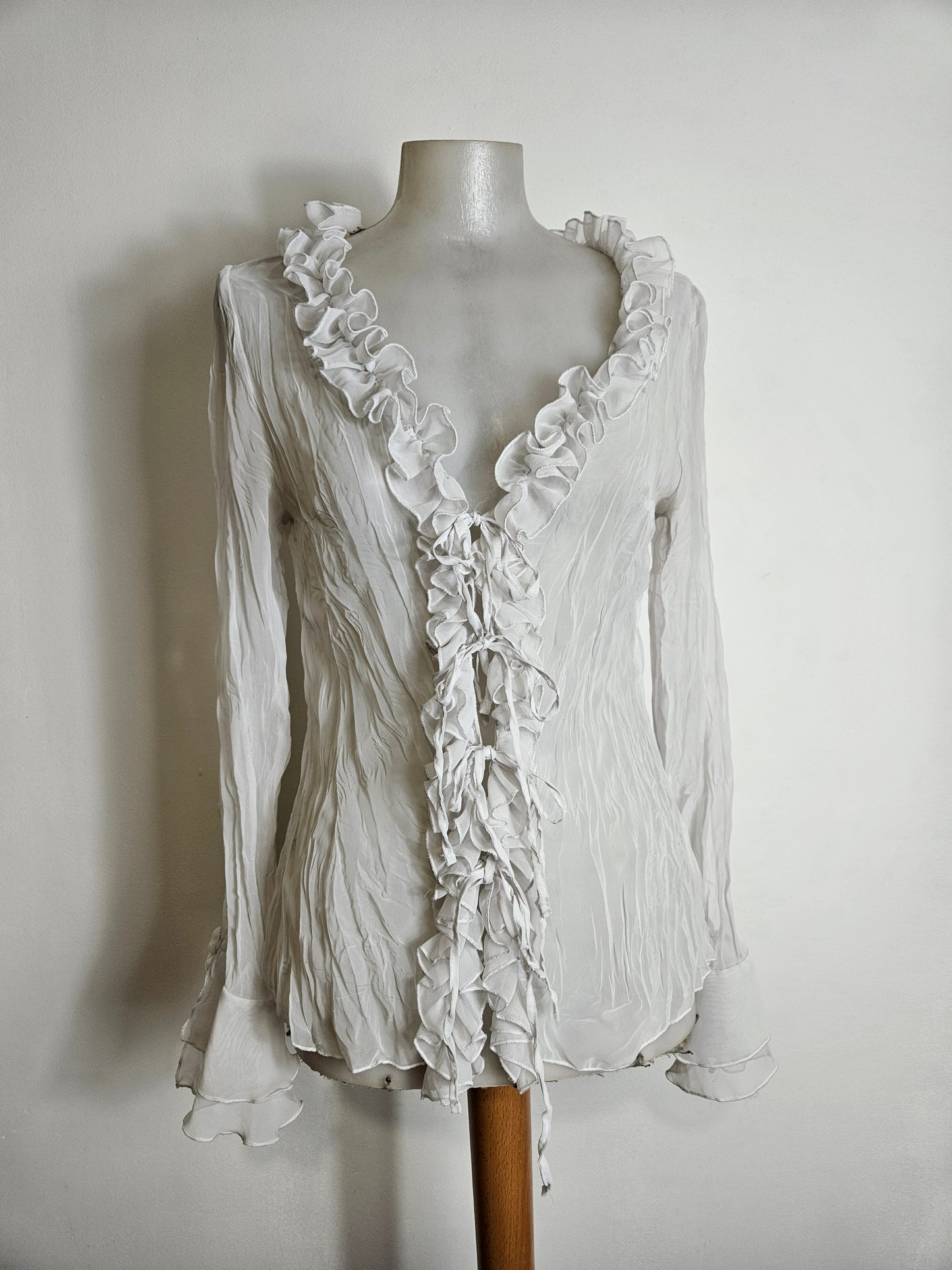 White ruffled voile blouse