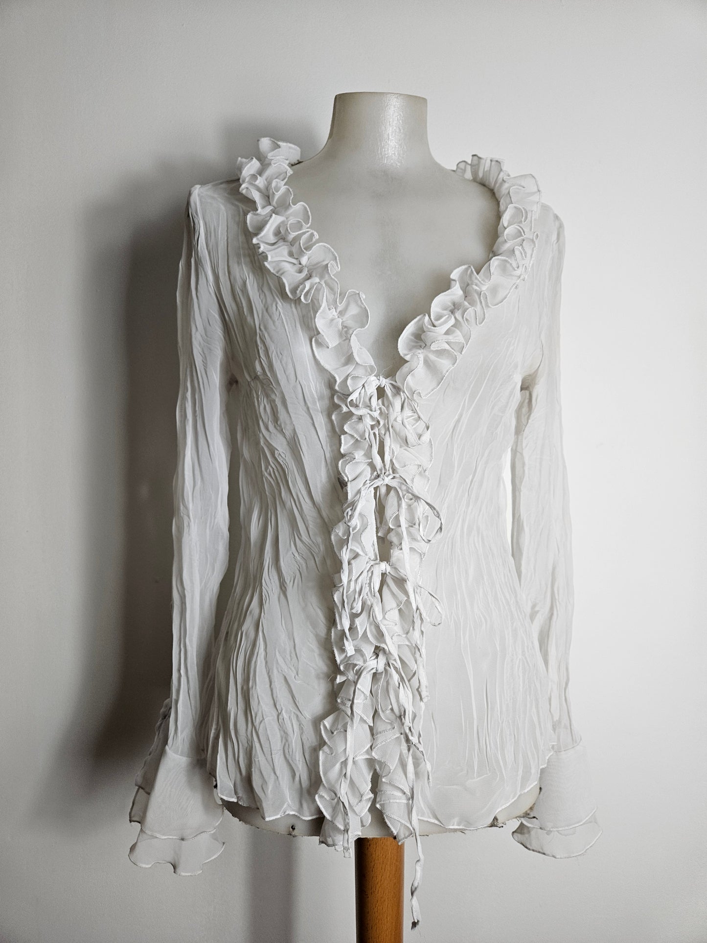 White ruffled voile blouse