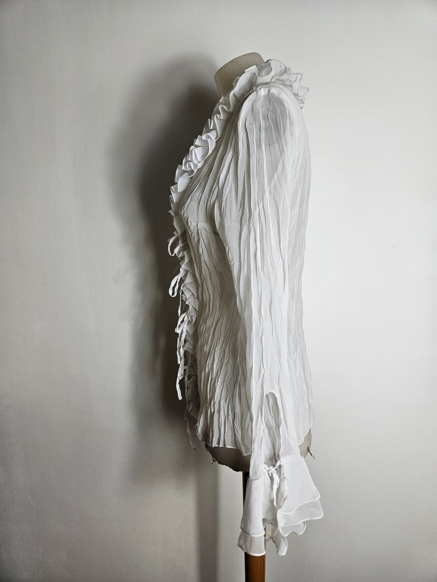 White ruffled voile blouse