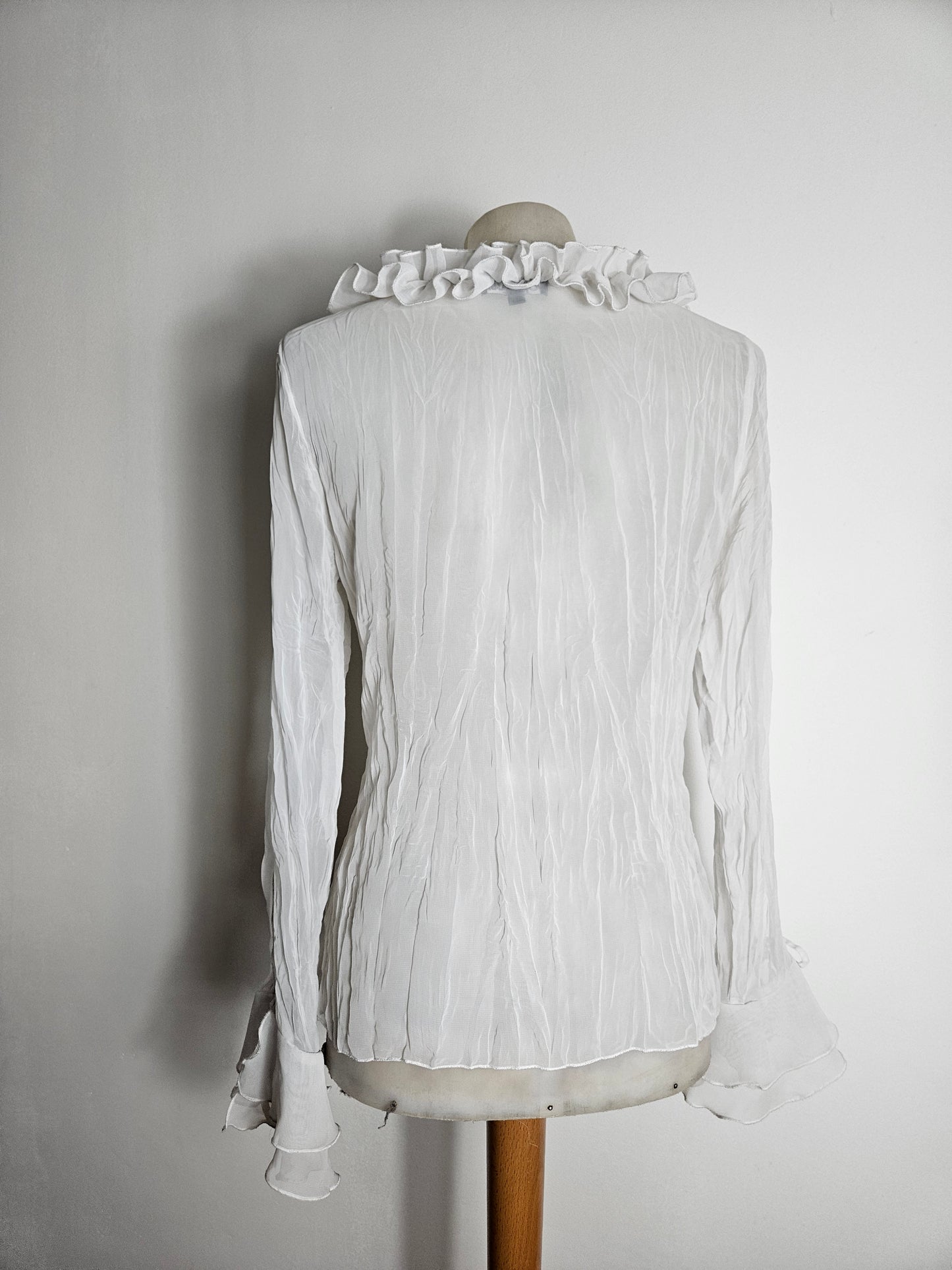 White ruffled voile blouse