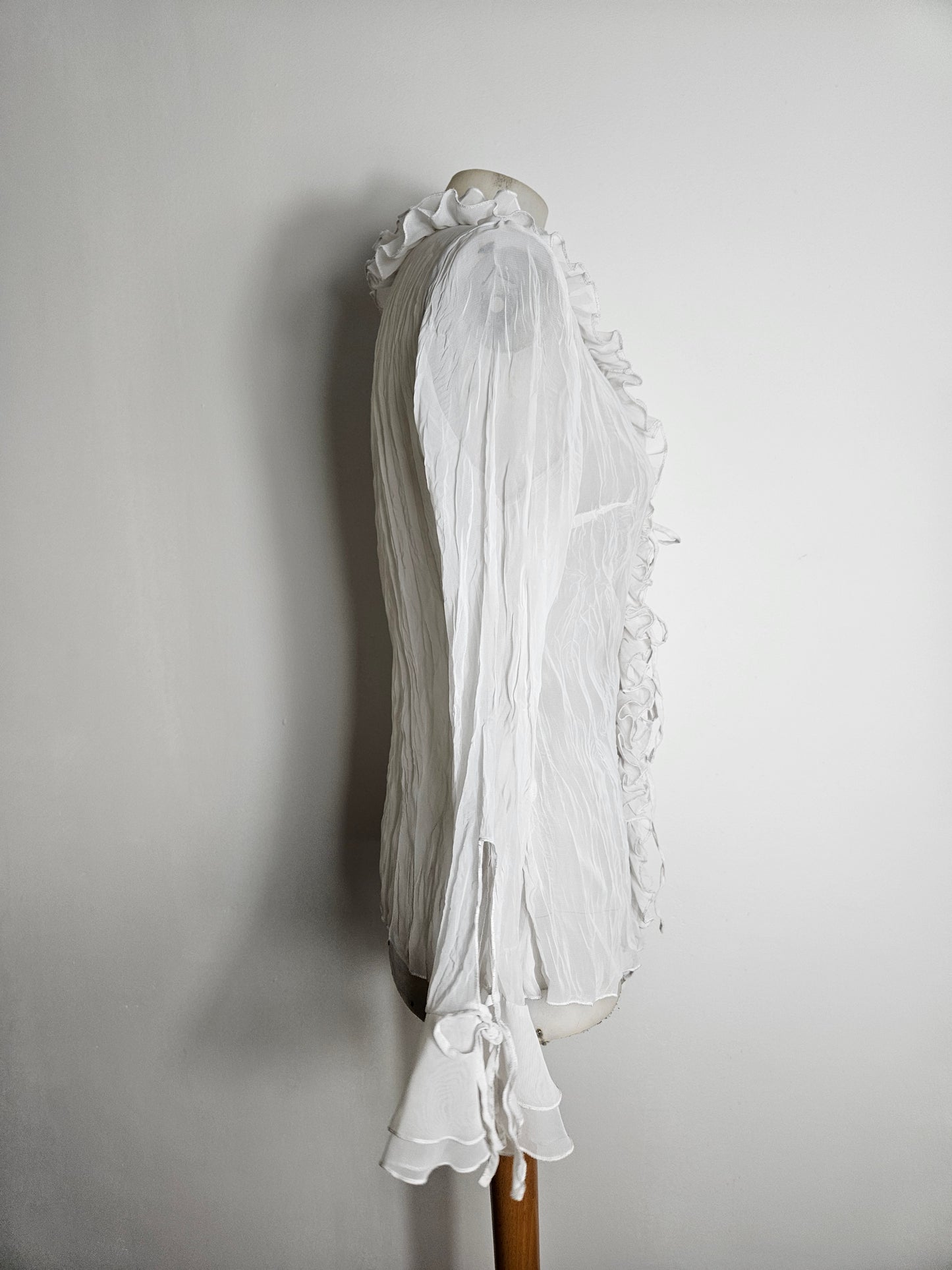 White ruffled voile blouse
