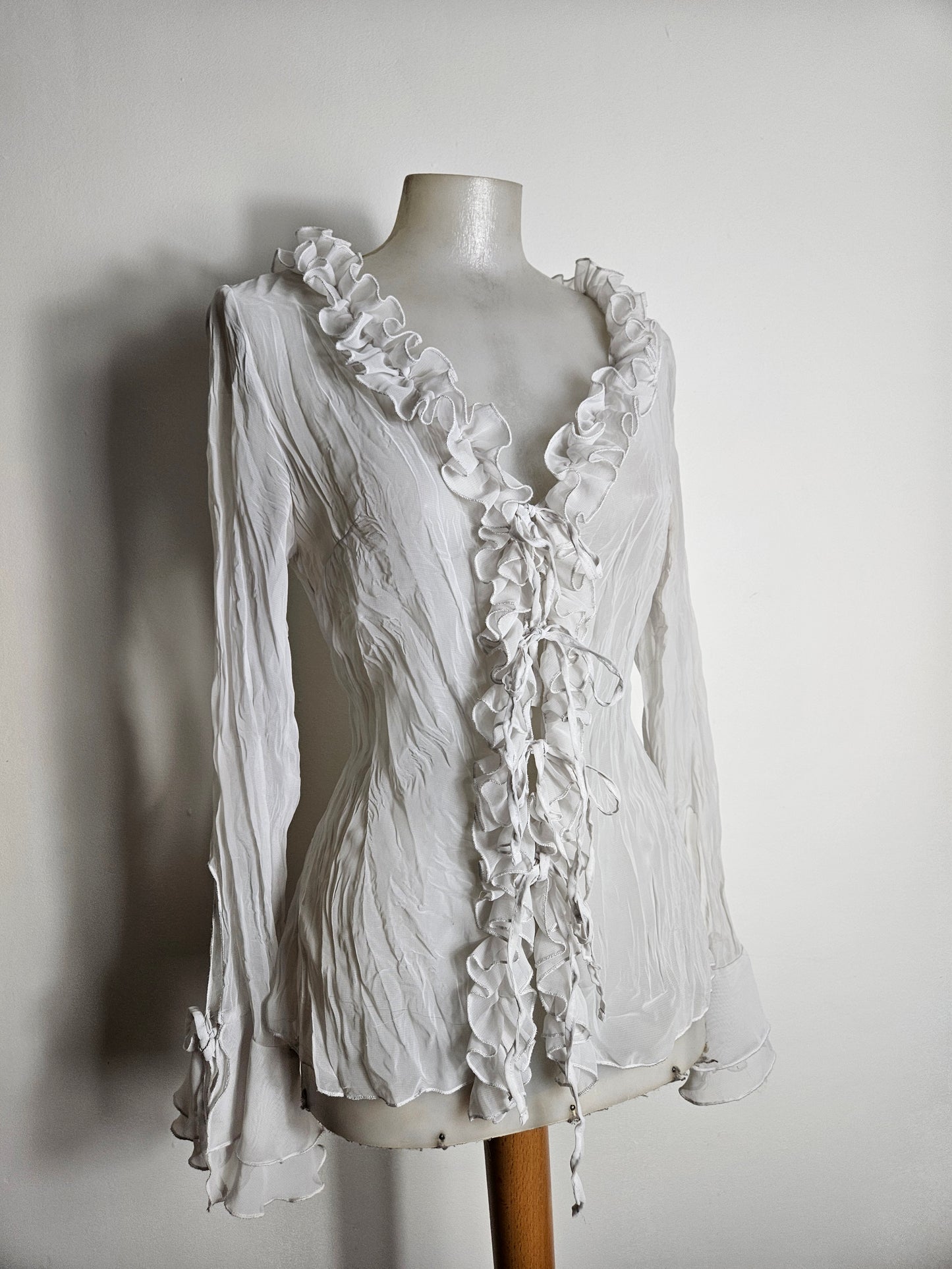White ruffled voile blouse