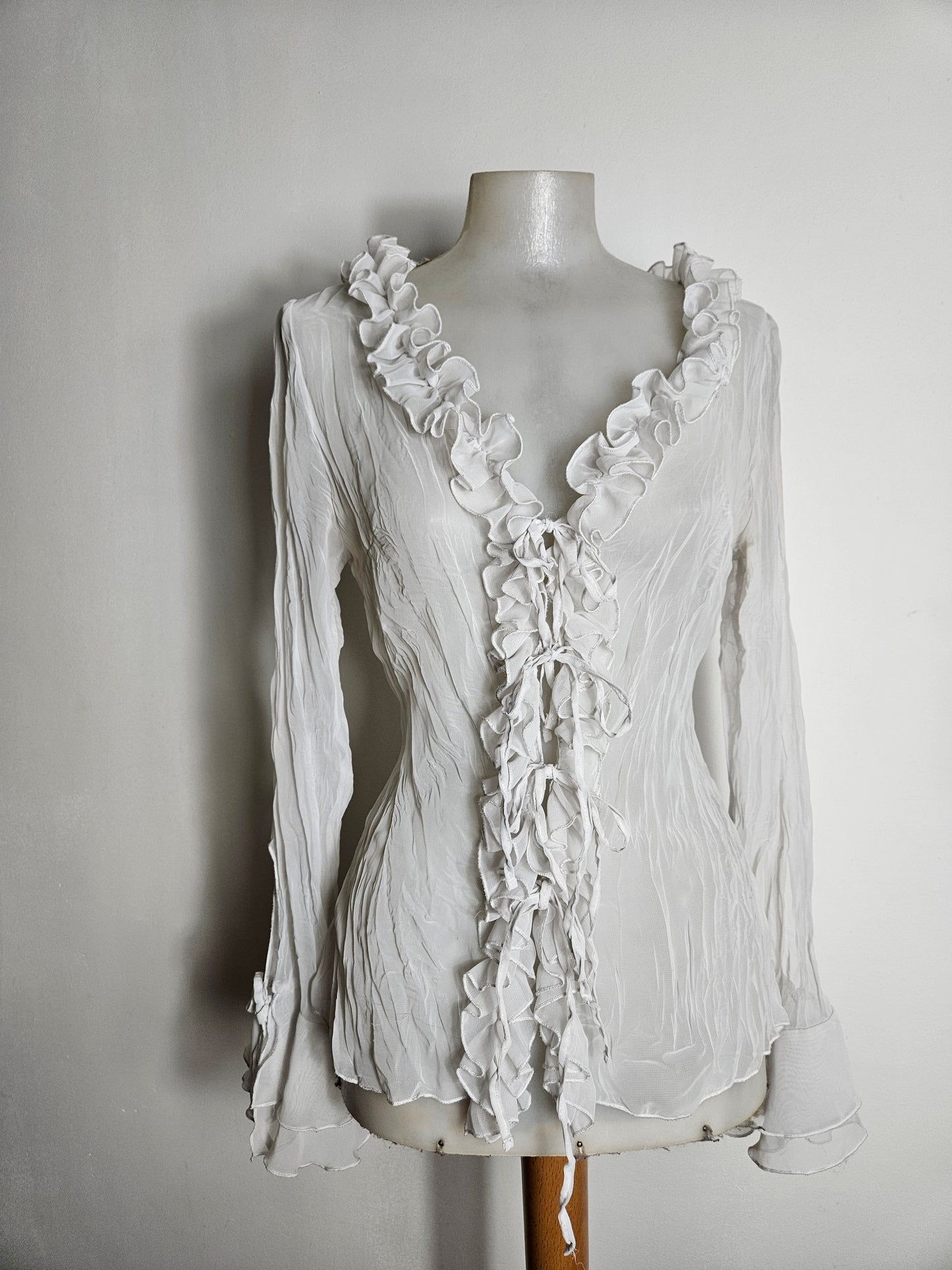 White ruffled voile blouse