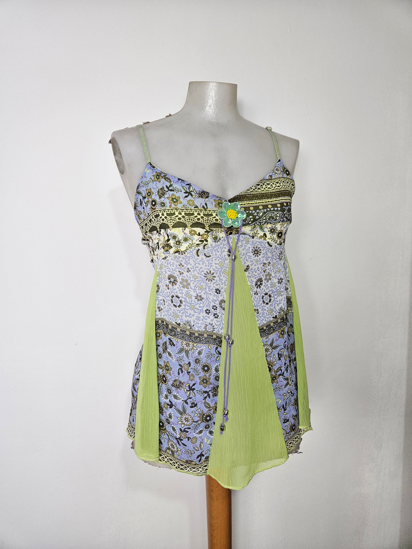 Haut en voile lila et vert