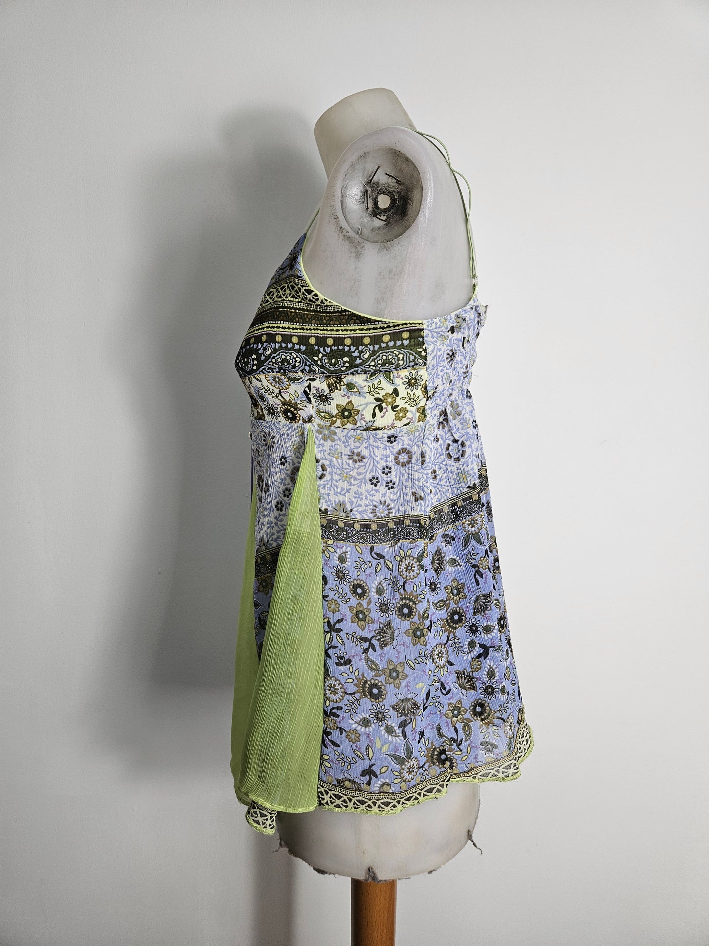 Haut en voile lila et vert