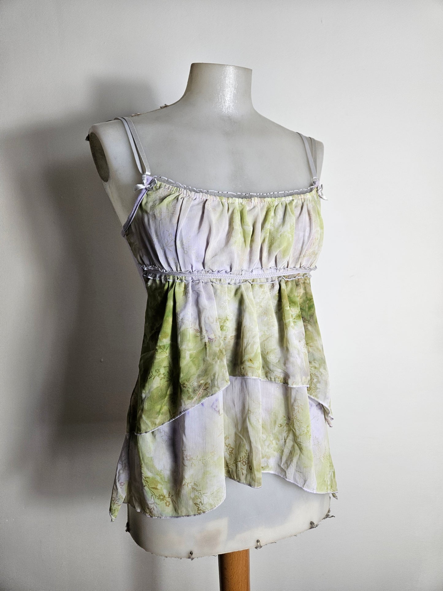 Haut en voile lila et vert