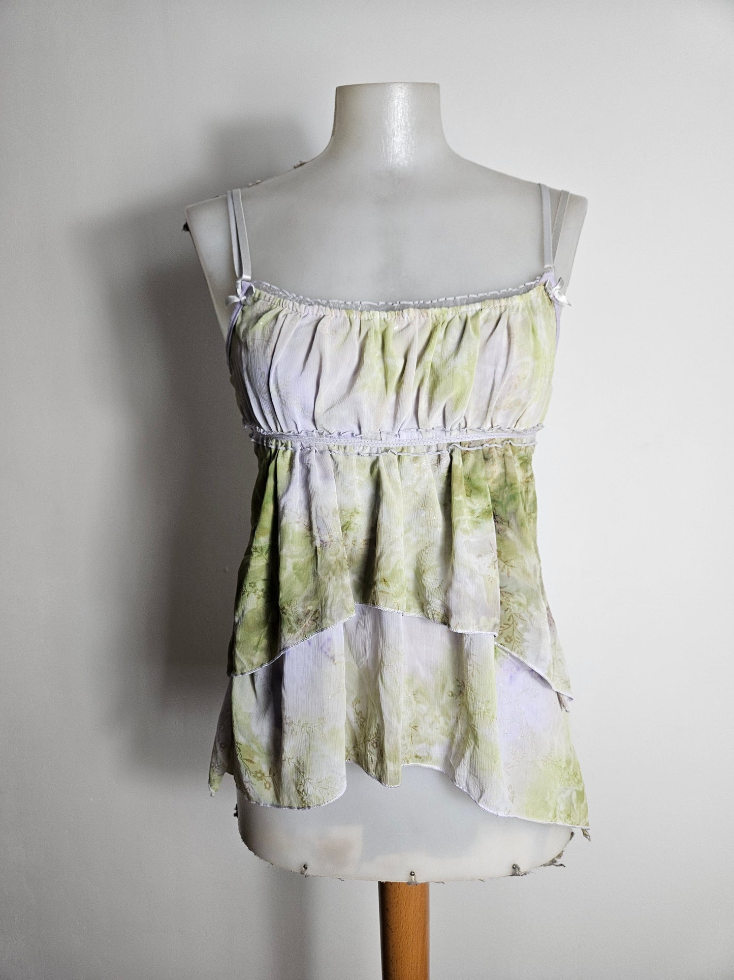 Haut en voile lila et vert