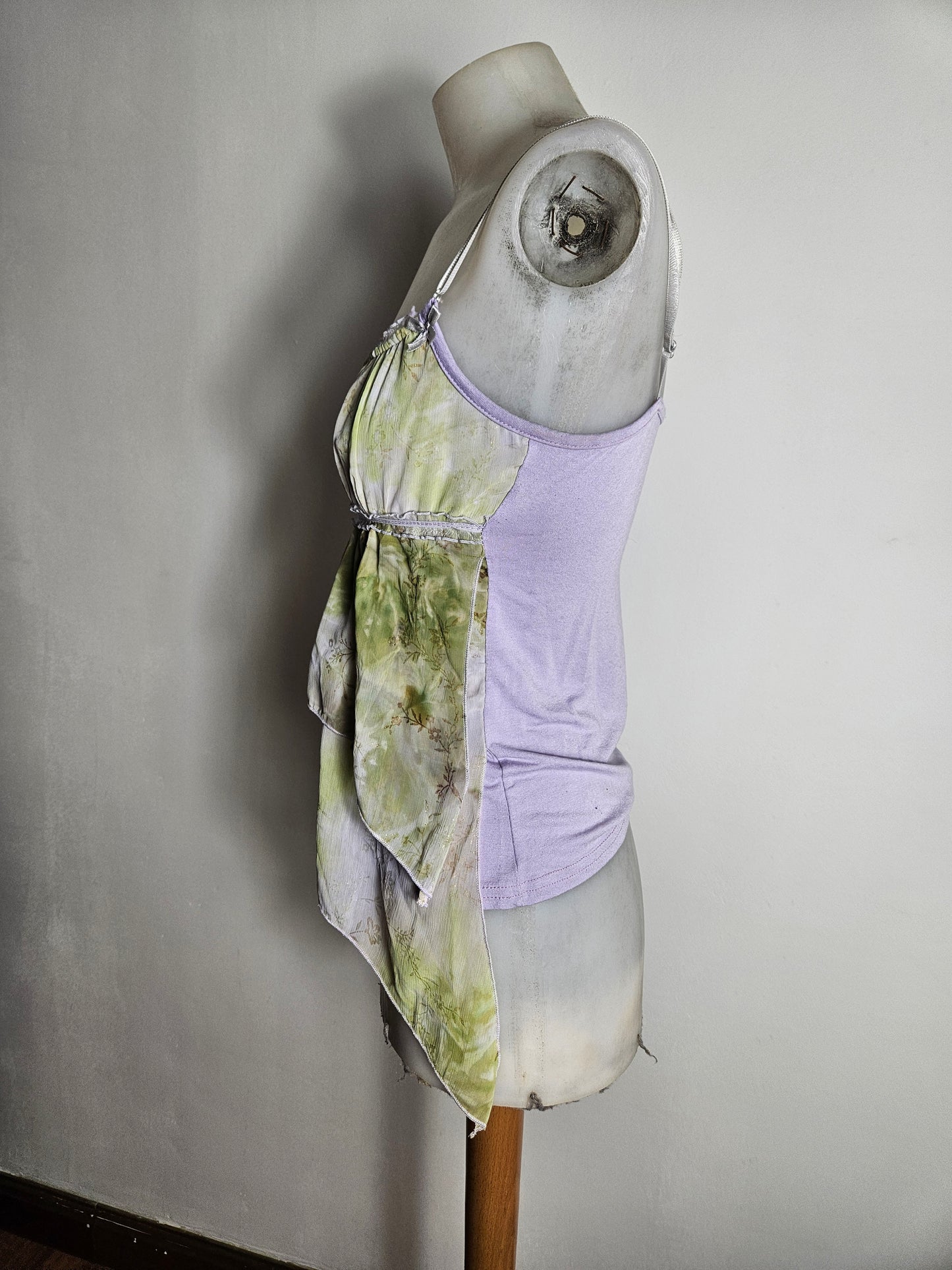 Haut en voile lila et vert