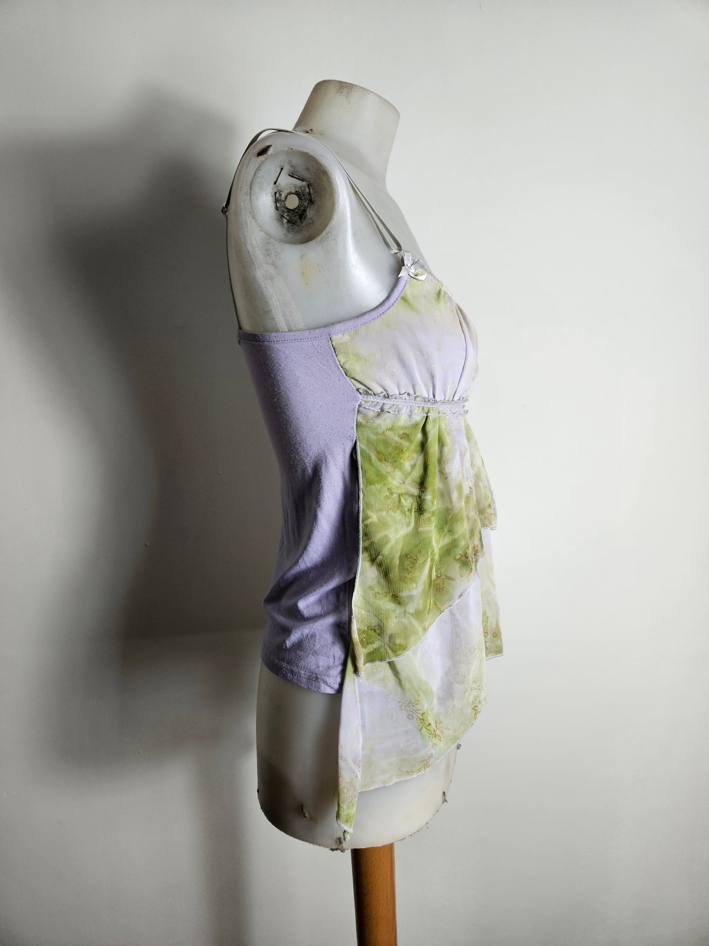 Haut en voile lila et vert