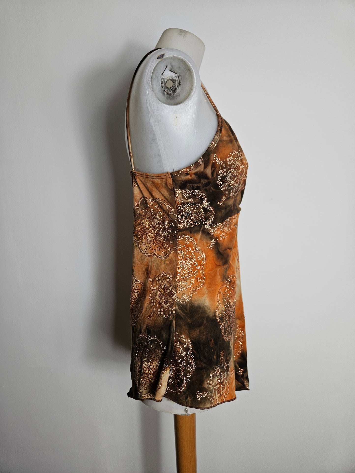 Haut asymétrique tons orange et marron