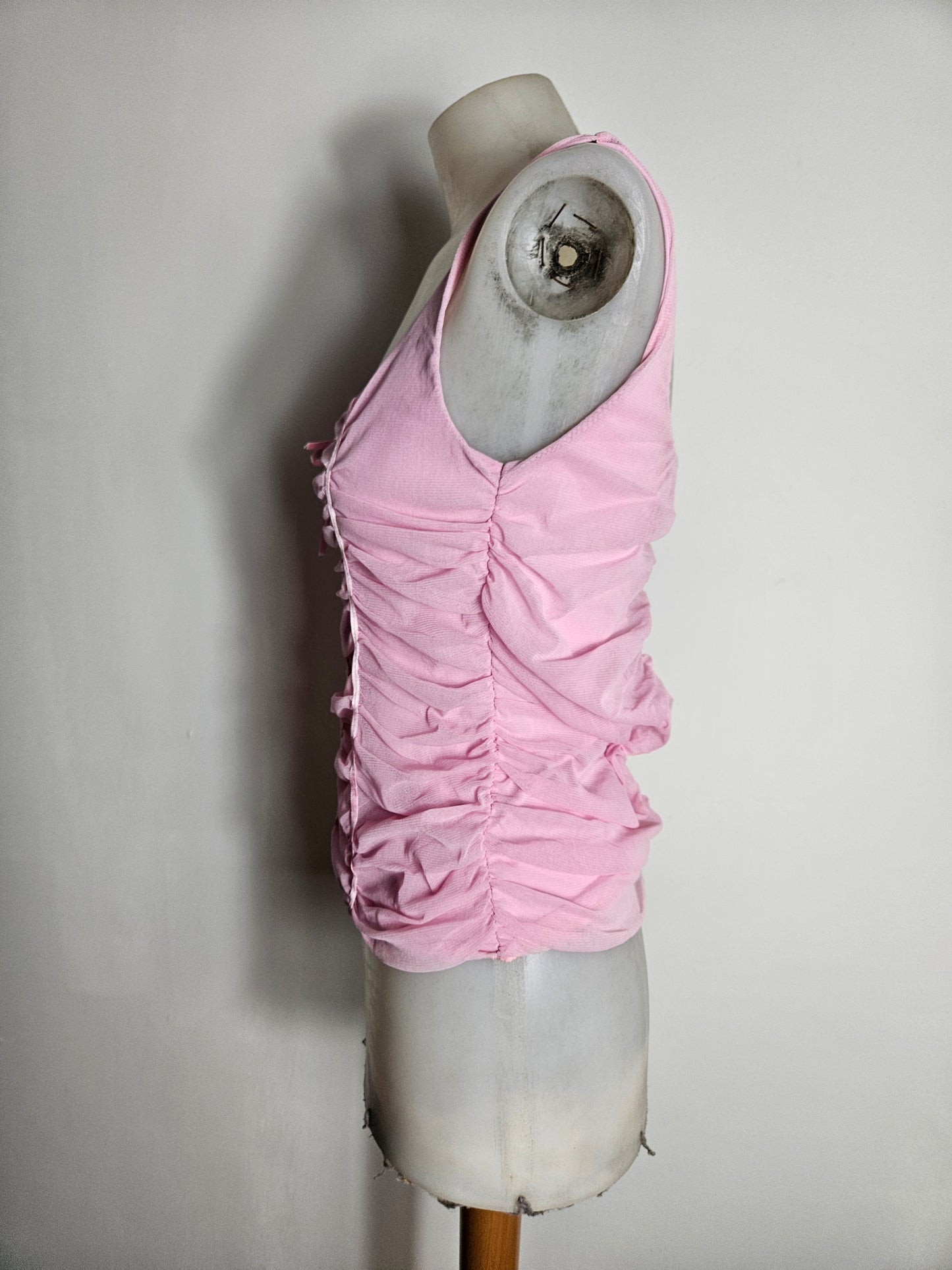 Haut en voile plissé rose