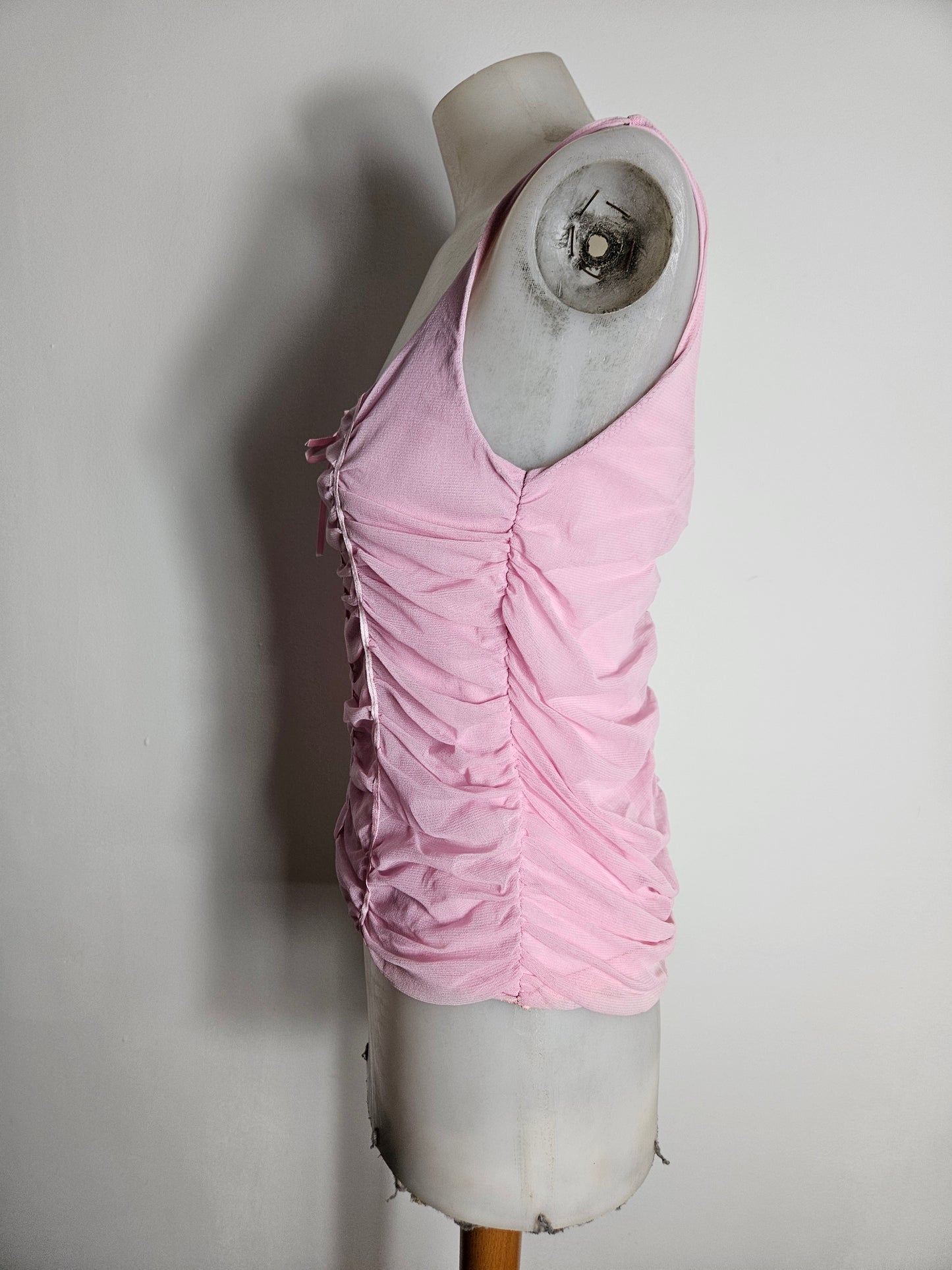 Haut en voile plissé rose