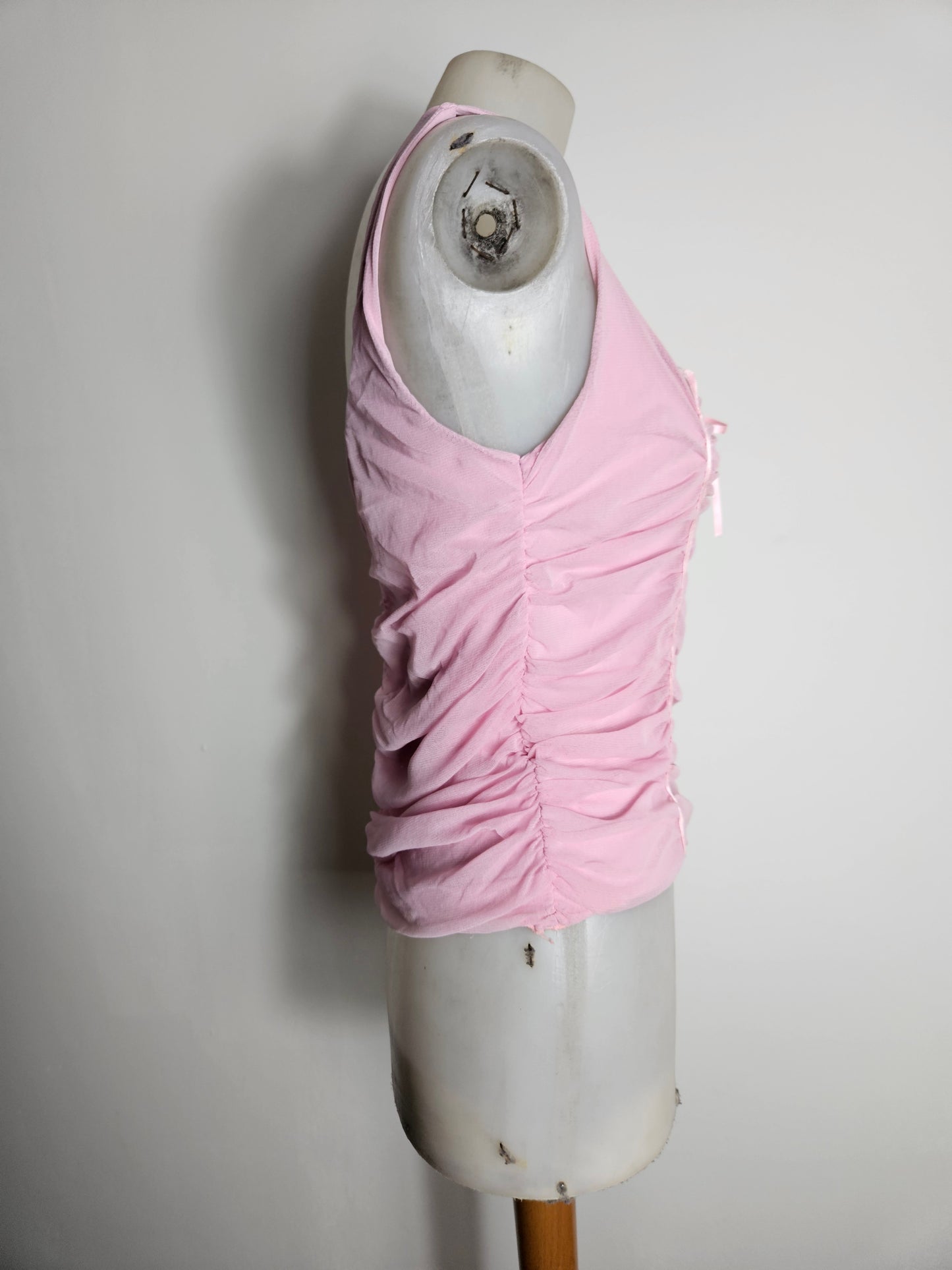 Haut en voile plissé rose