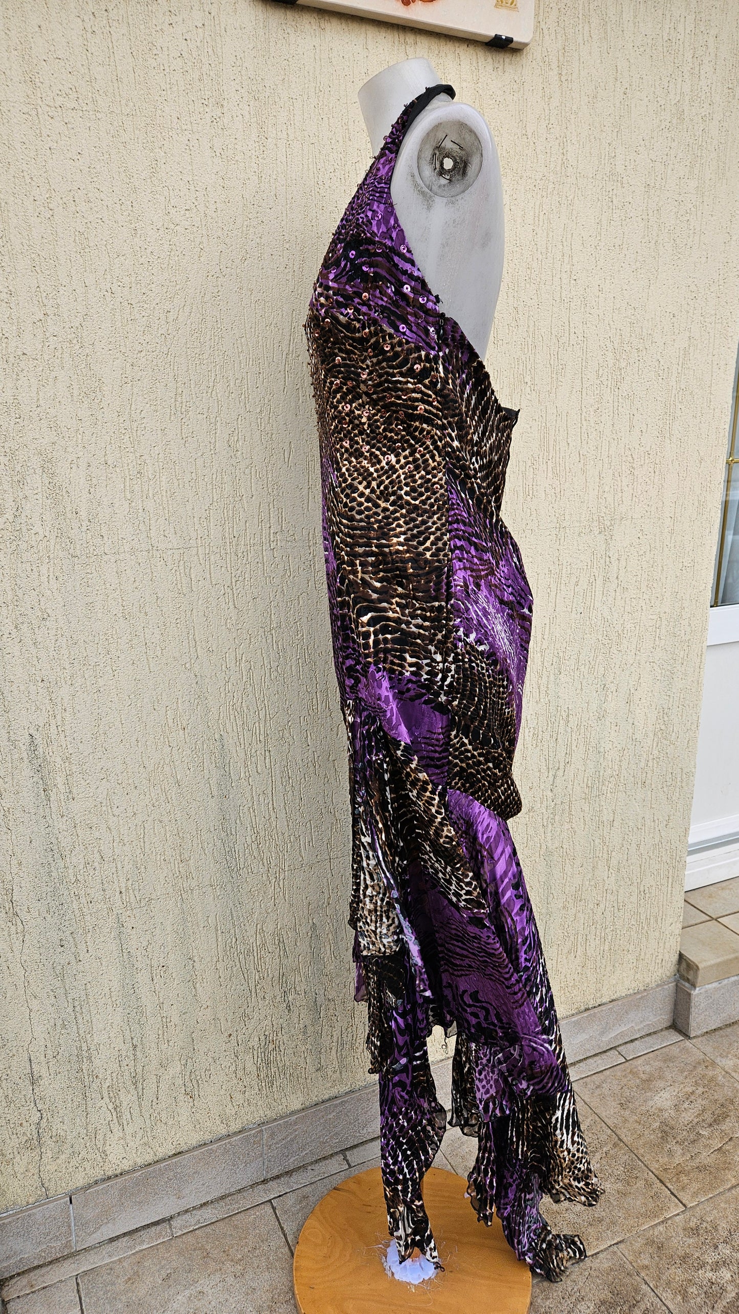 Robe dos nu tons violet et marron