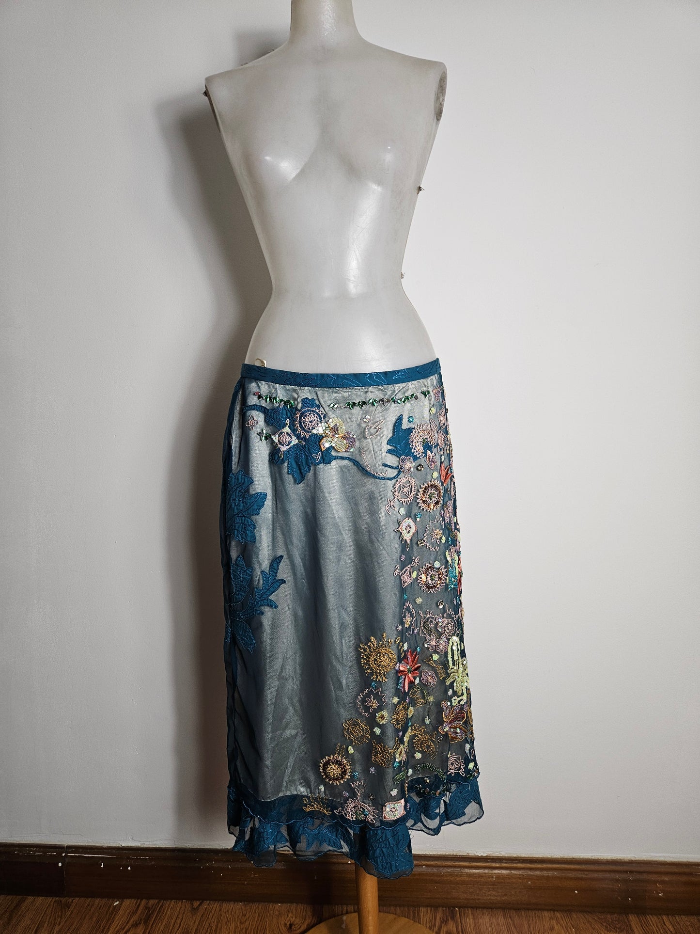 Embroidered voile skirt
