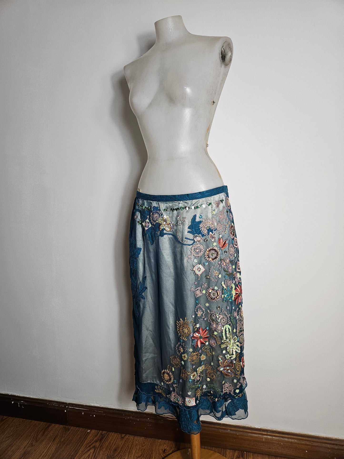 Embroidered voile skirt