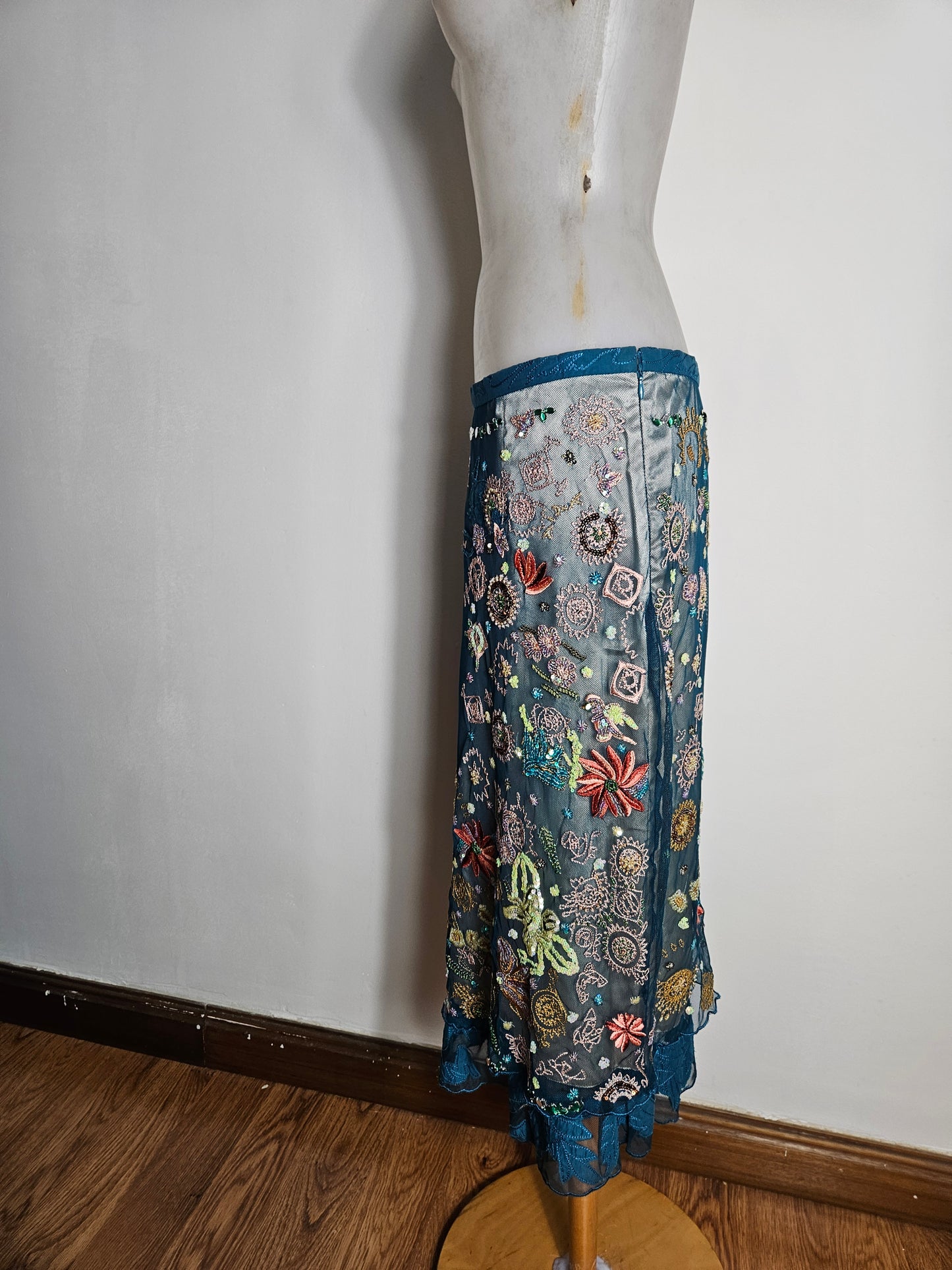 Embroidered voile skirt