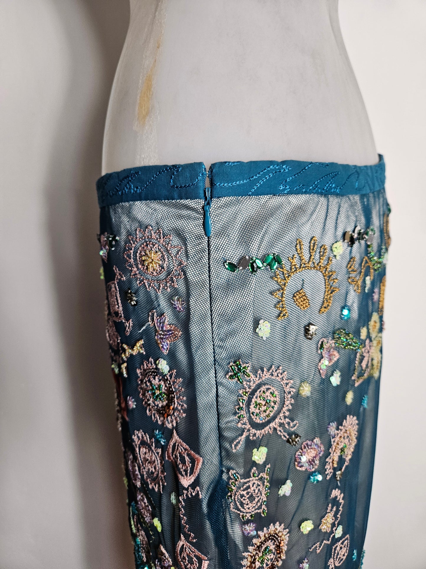 Embroidered voile skirt