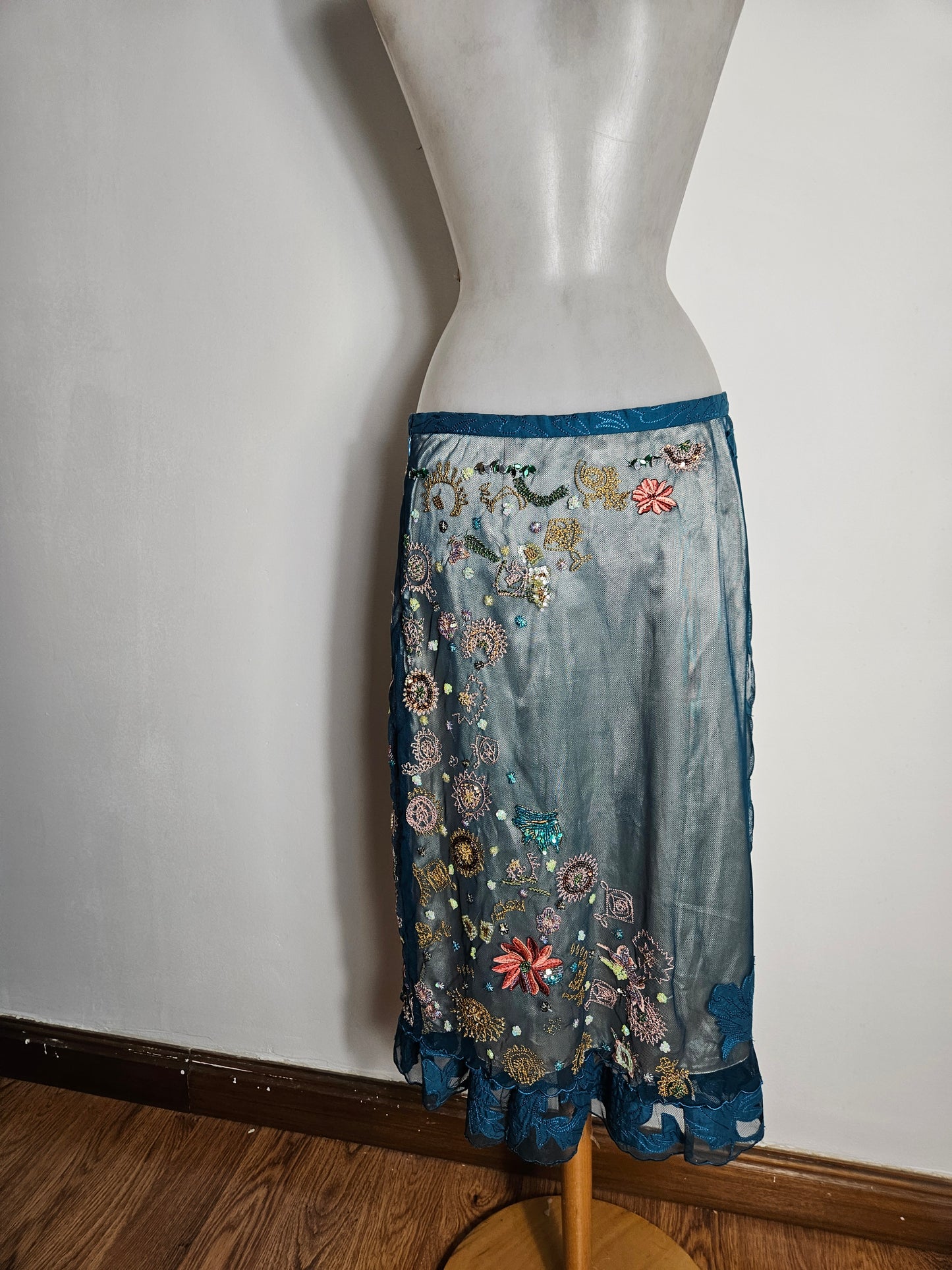 Embroidered voile skirt