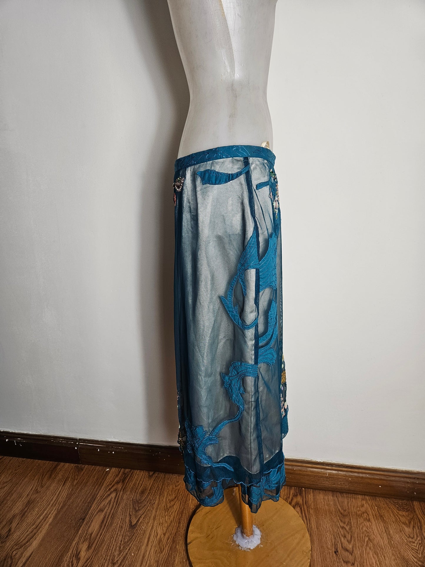 Embroidered voile skirt