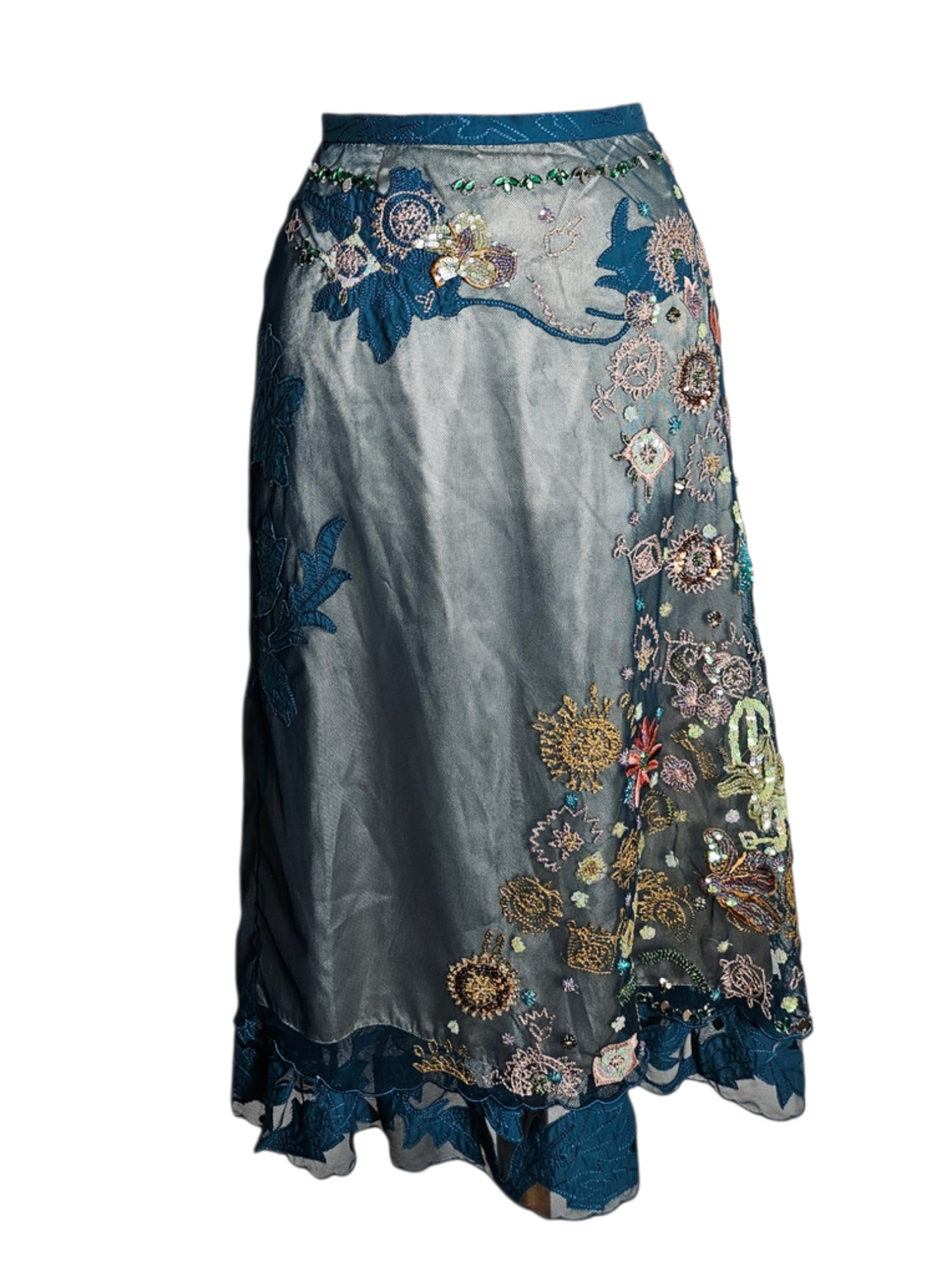 Embroidered voile skirt