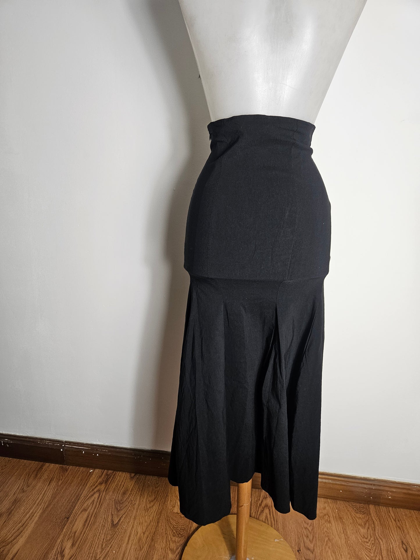 Black flared skirt with lace-up detail