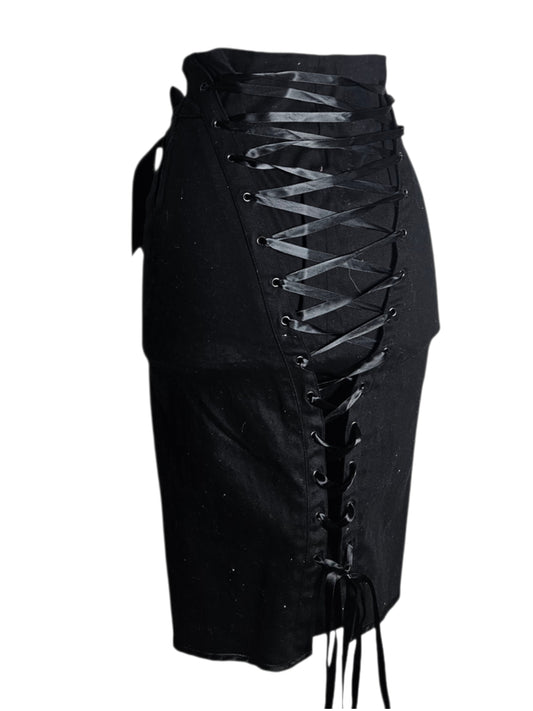 Lace-up waist skirt