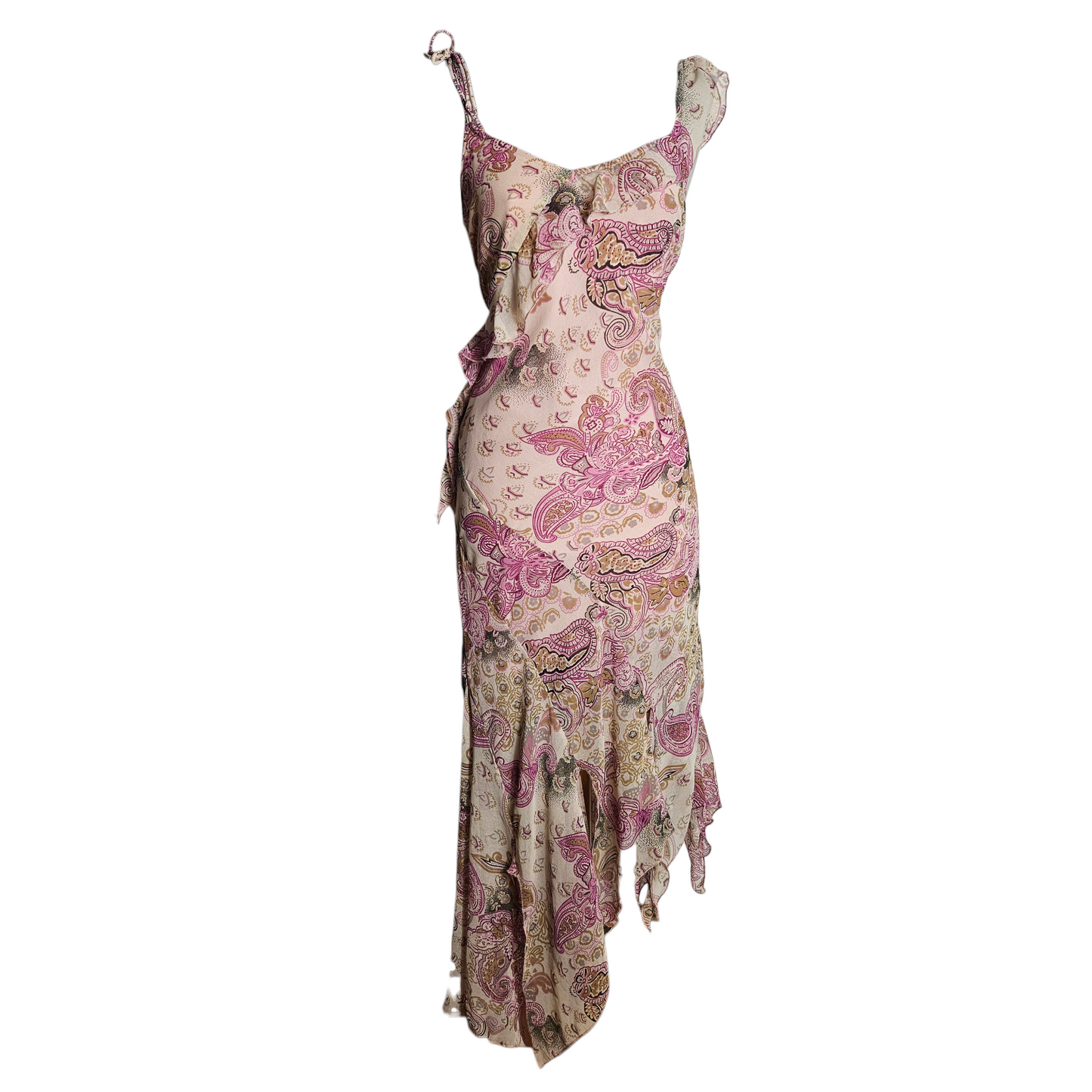 Robe en voile fleurie rose