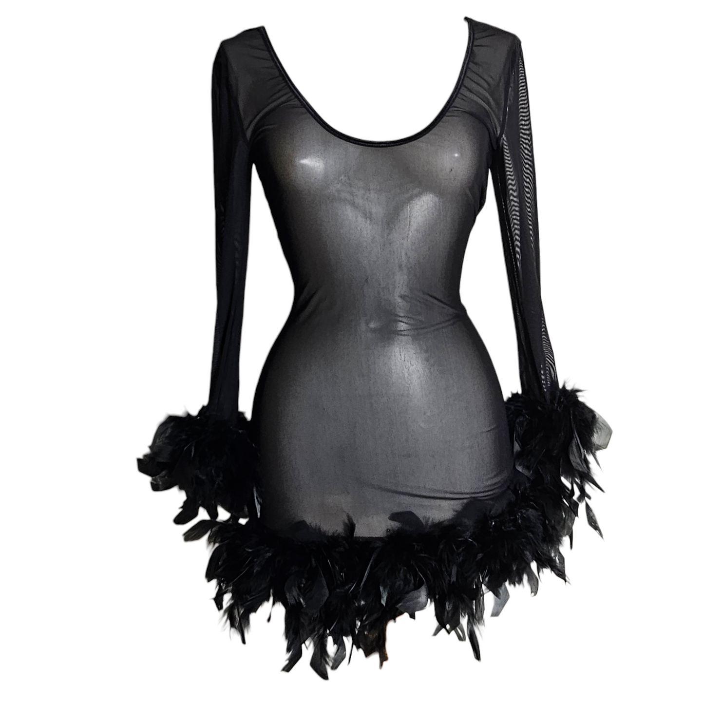 Robe en voile et plumes