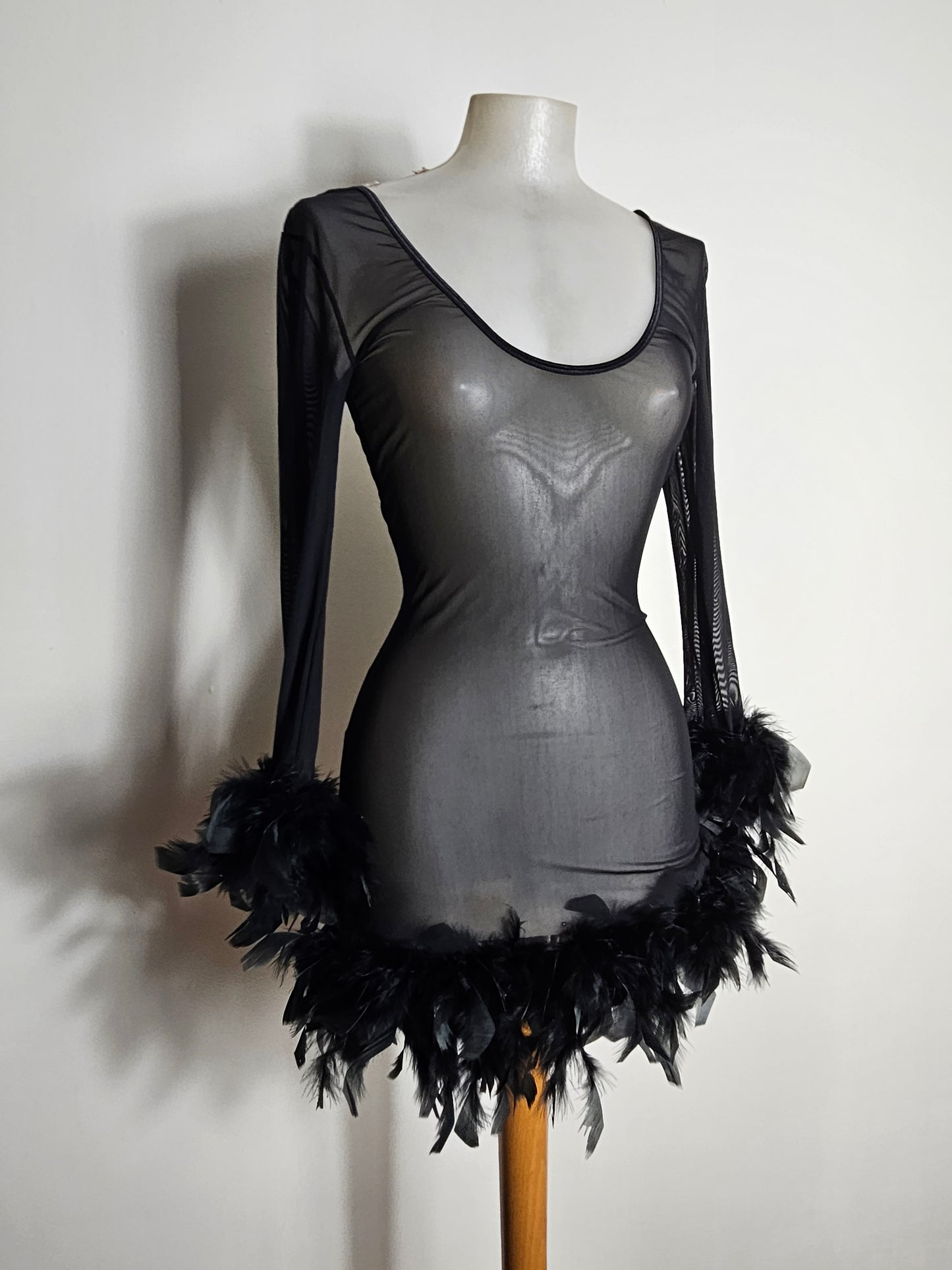 Robe en voile et plumes
