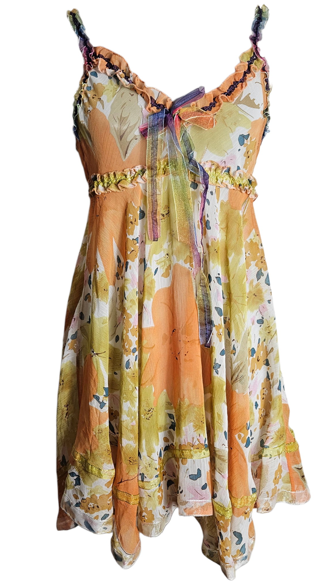 Robe en soie & viscose tons orangés