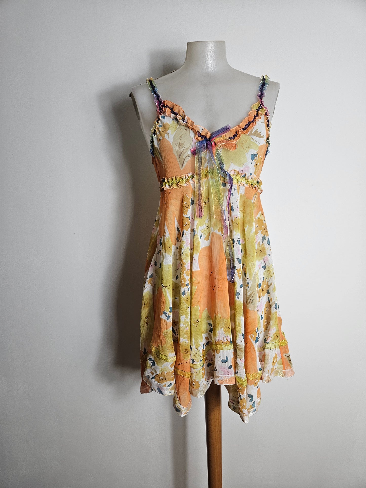 Robe en soie & viscose tons orangés