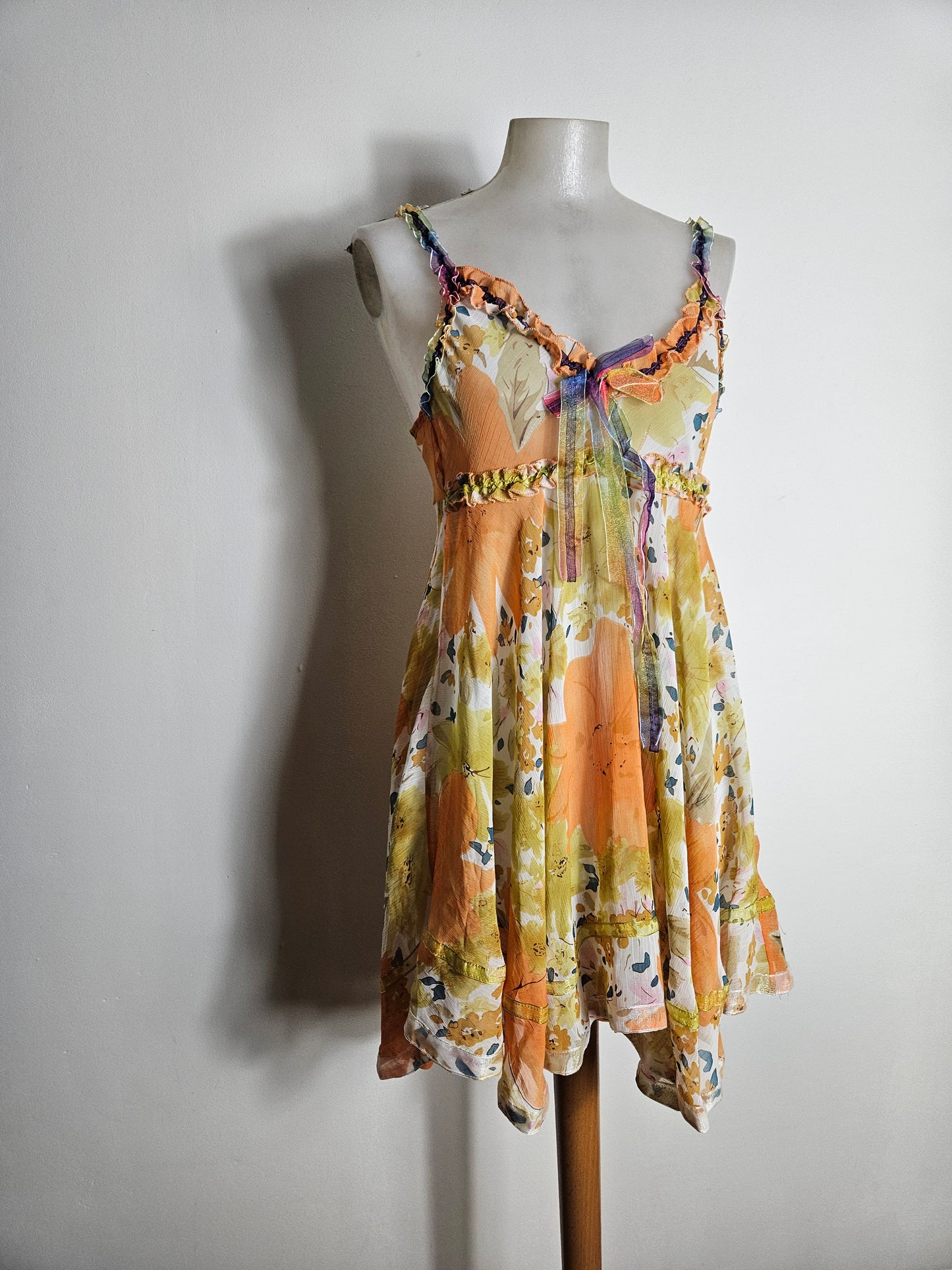 Robe en soie & viscose tons orangés
