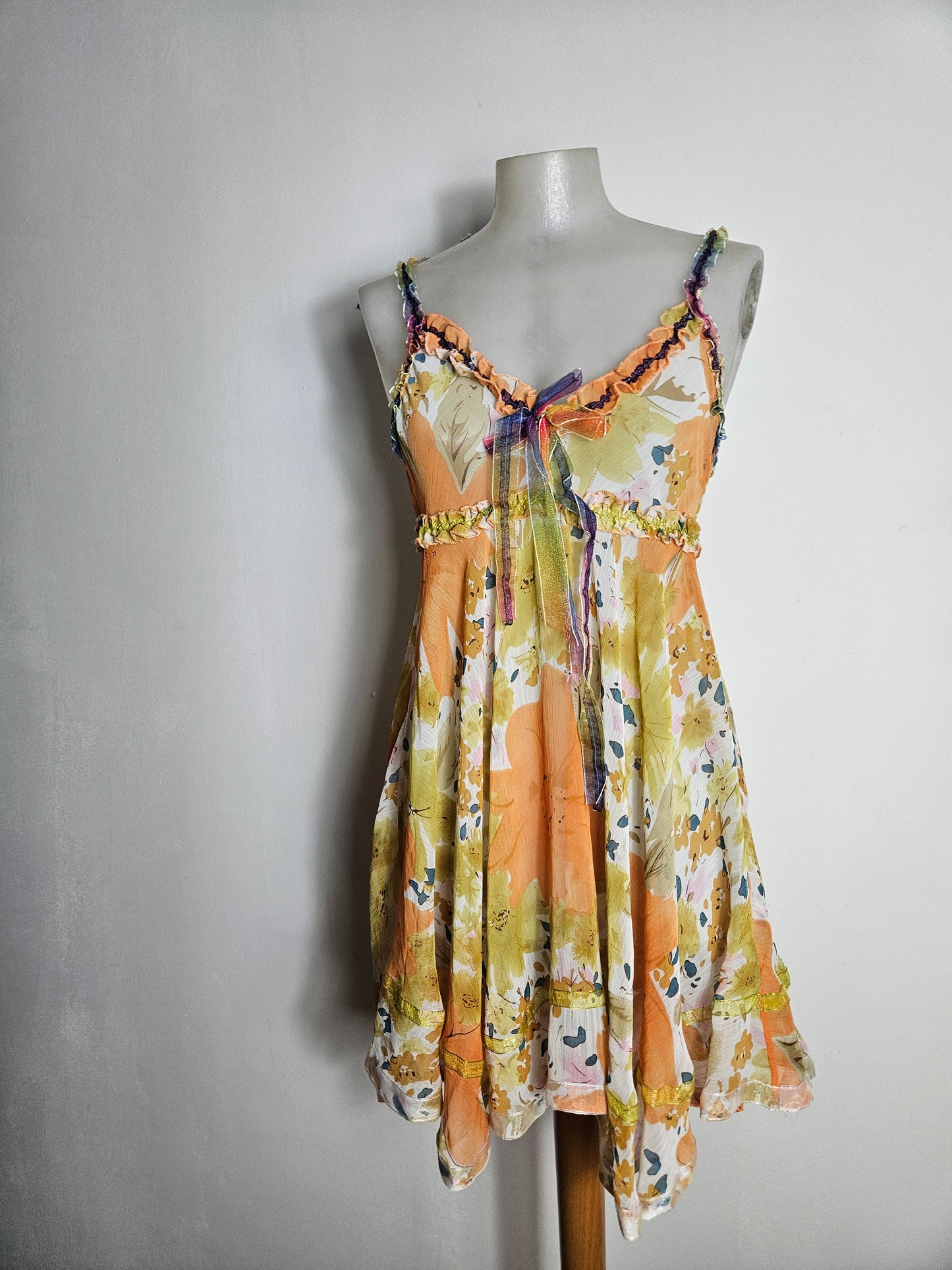 Robe en soie & viscose tons orangés
