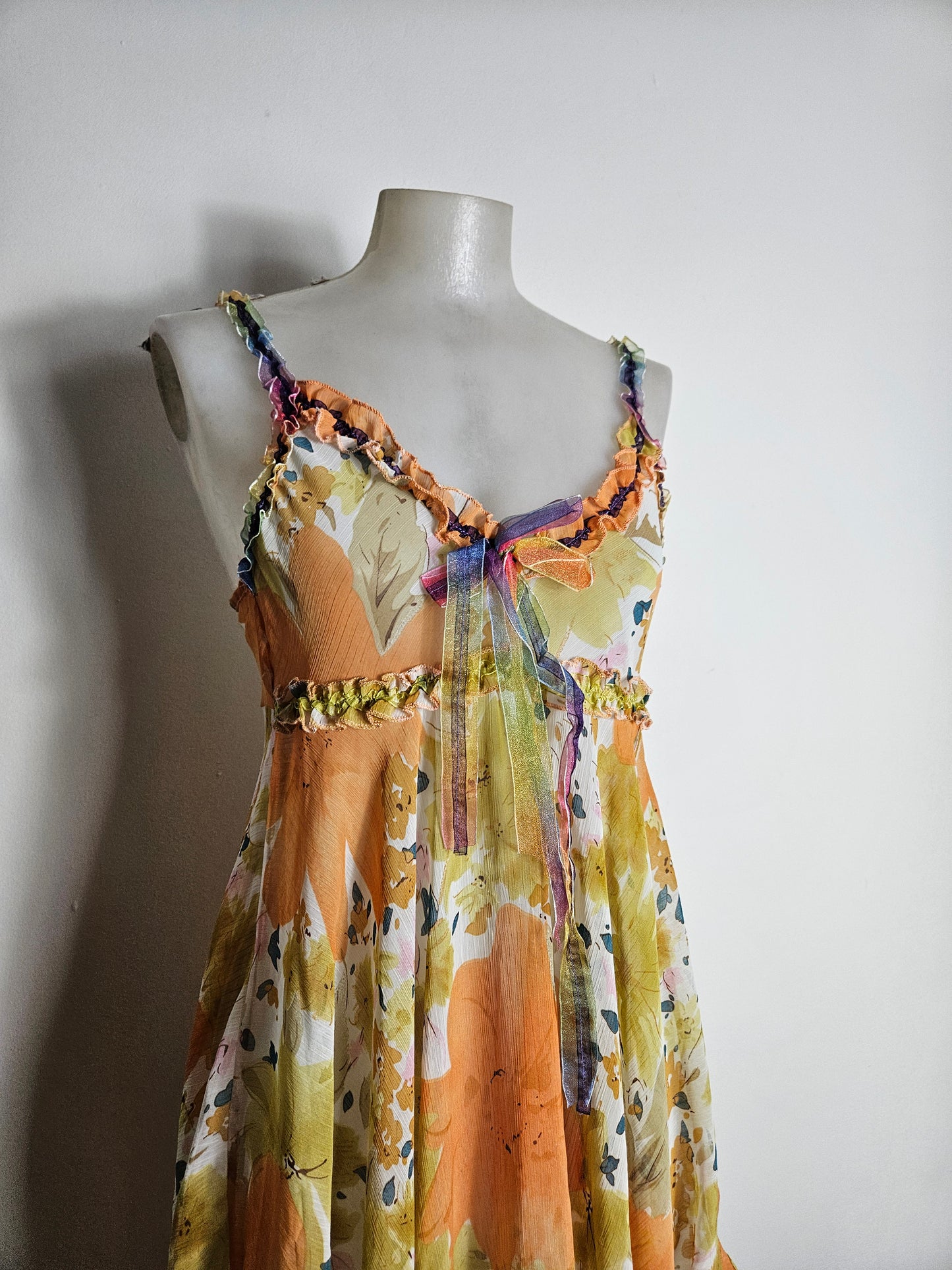 Robe en soie & viscose tons orangés
