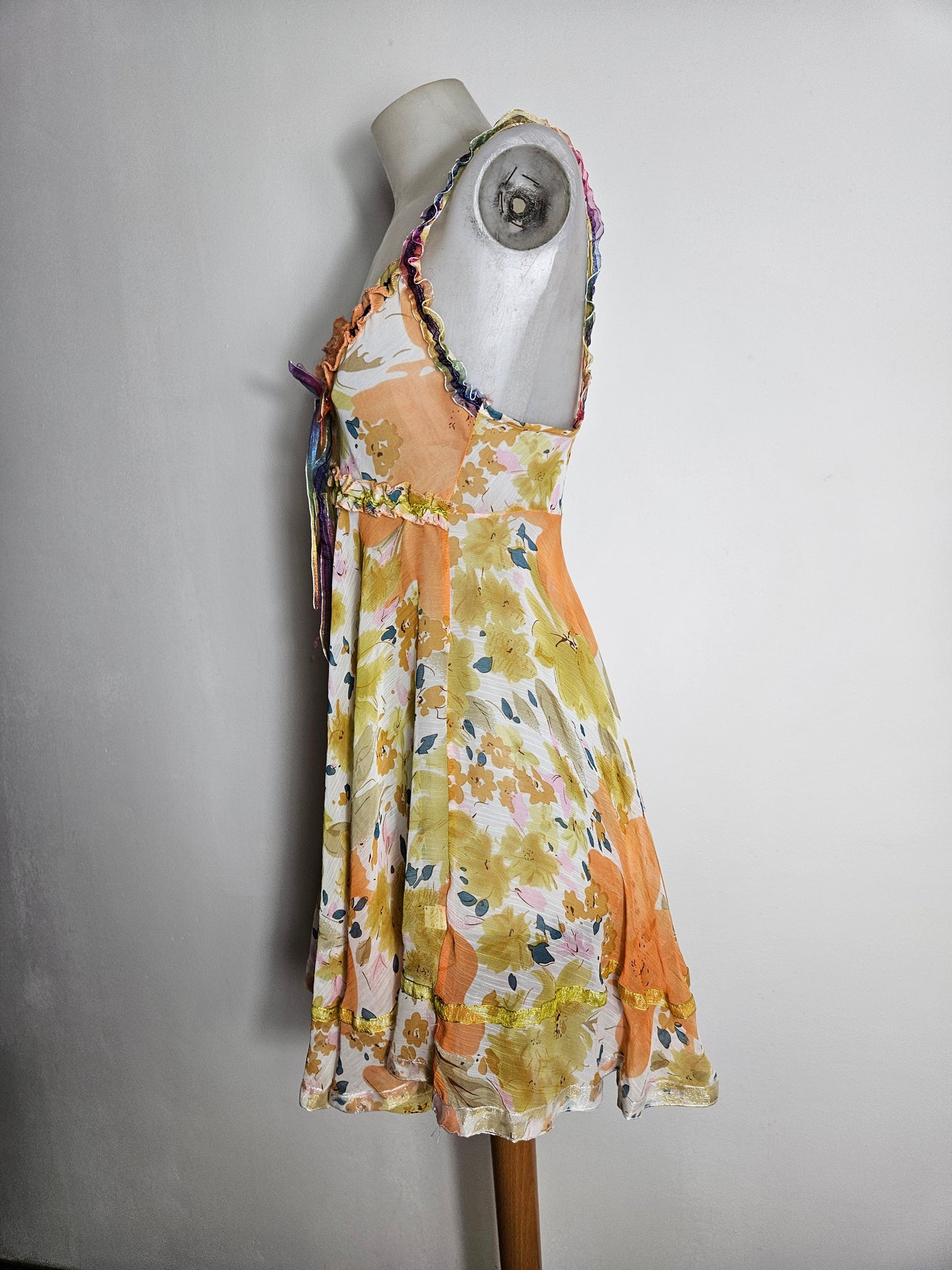 Robe en soie & viscose tons orangés