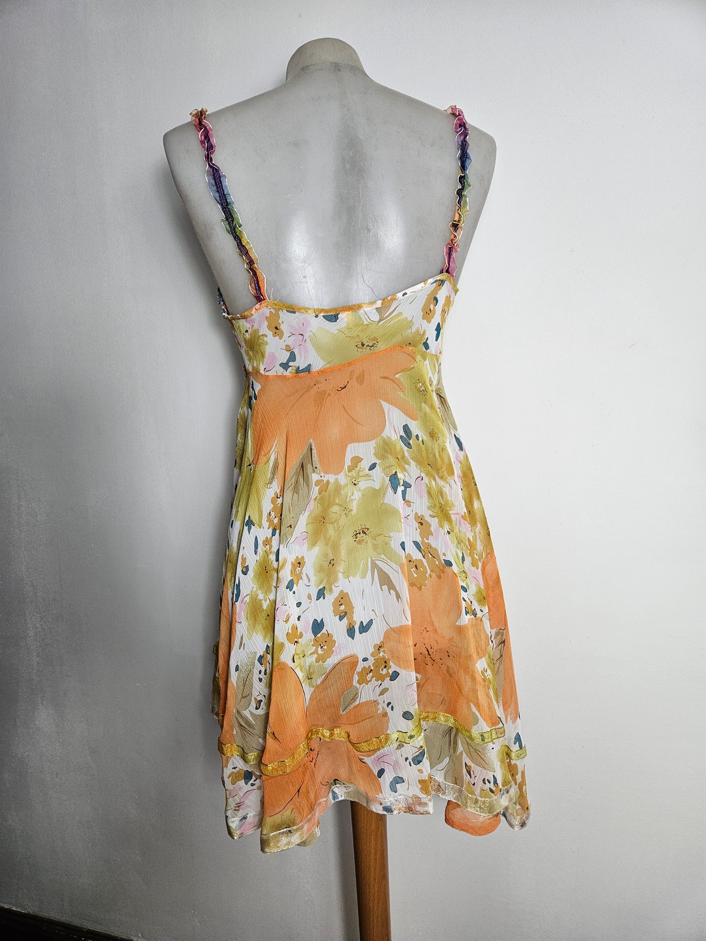 Robe en soie & viscose tons orangés