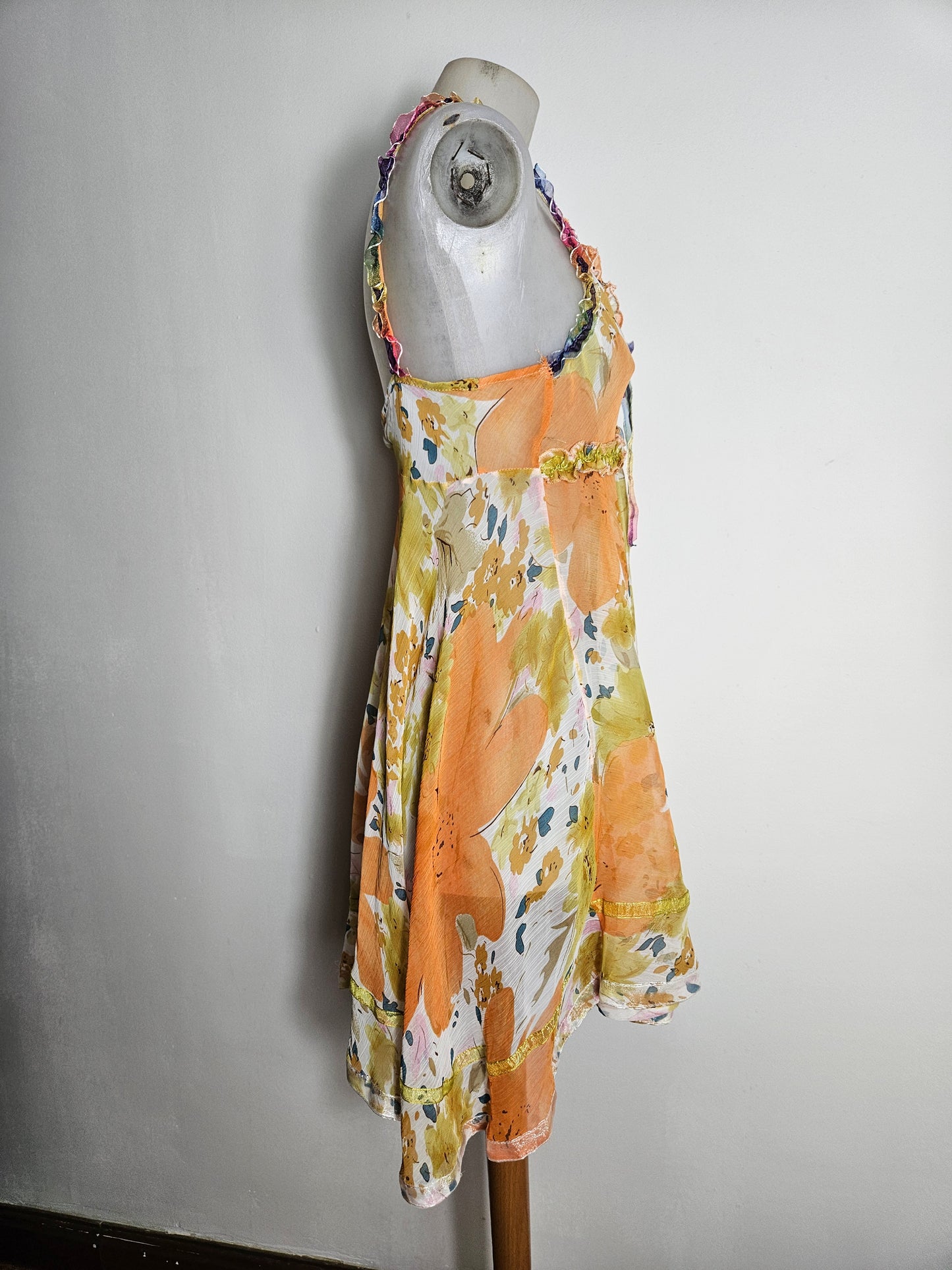 Robe en soie & viscose tons orangés