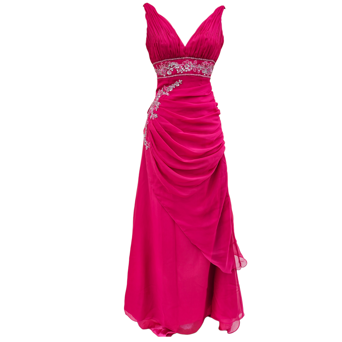 Longue robe brodée rose