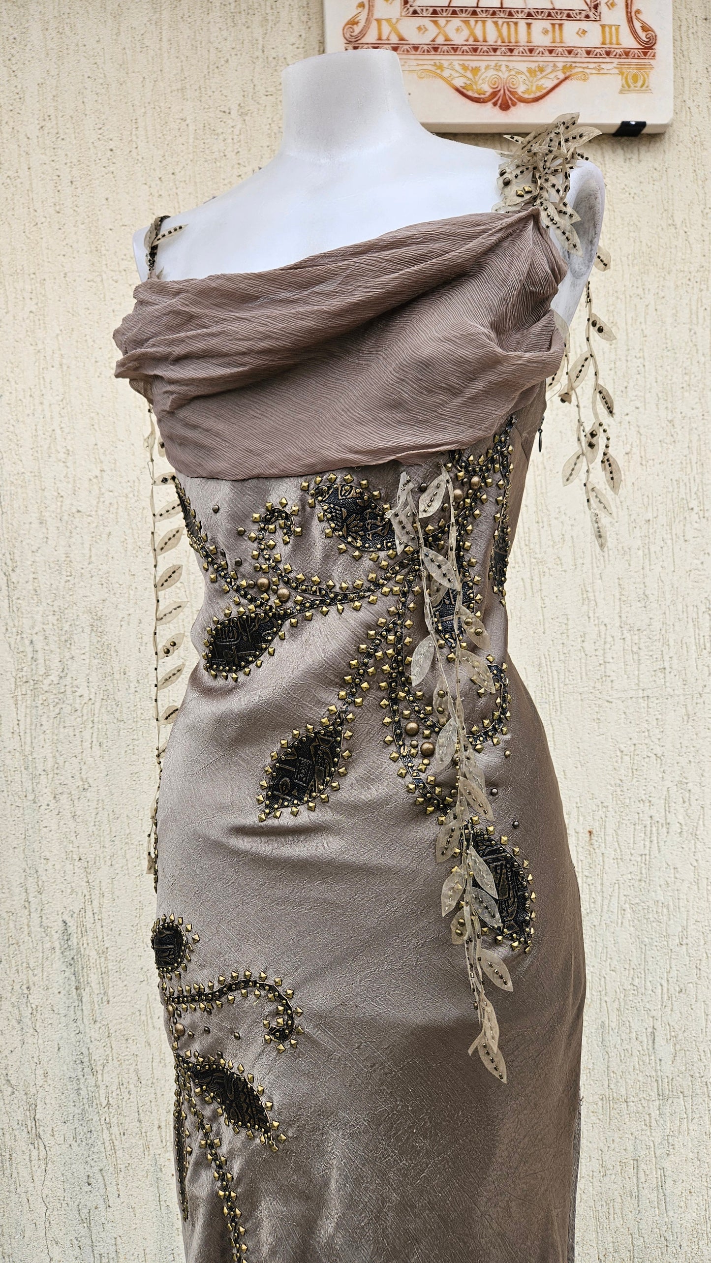 Robe longue motif feuillage