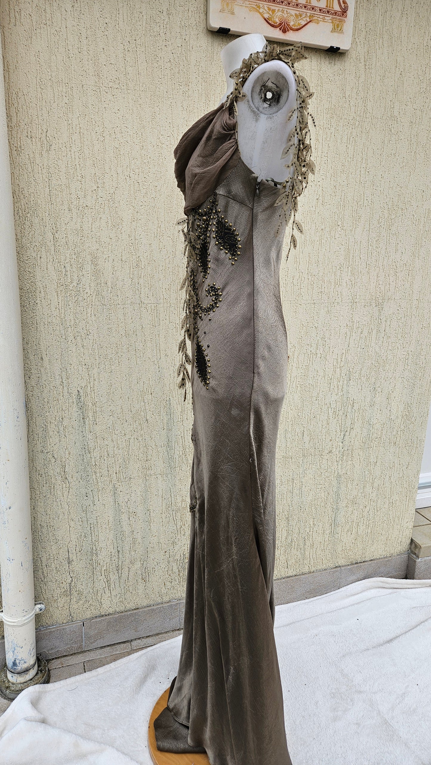 Robe longue motif feuillage