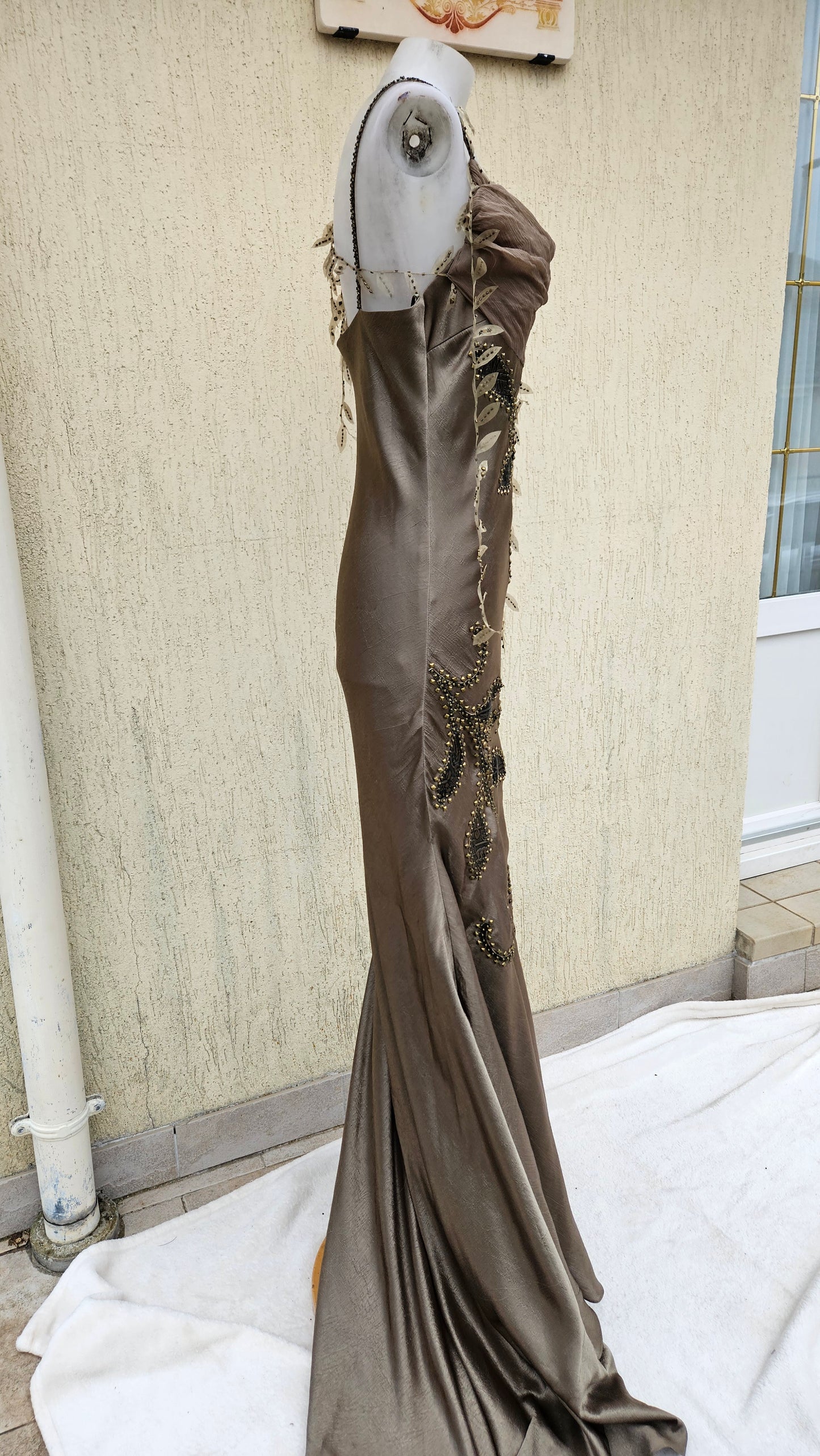 Robe longue motif feuillage