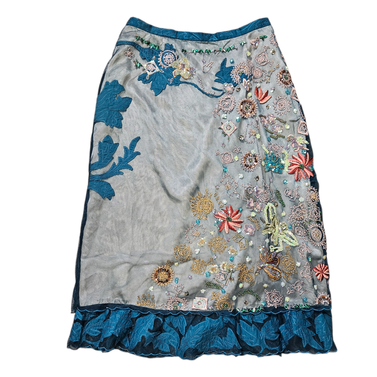 Embroidered voile skirt