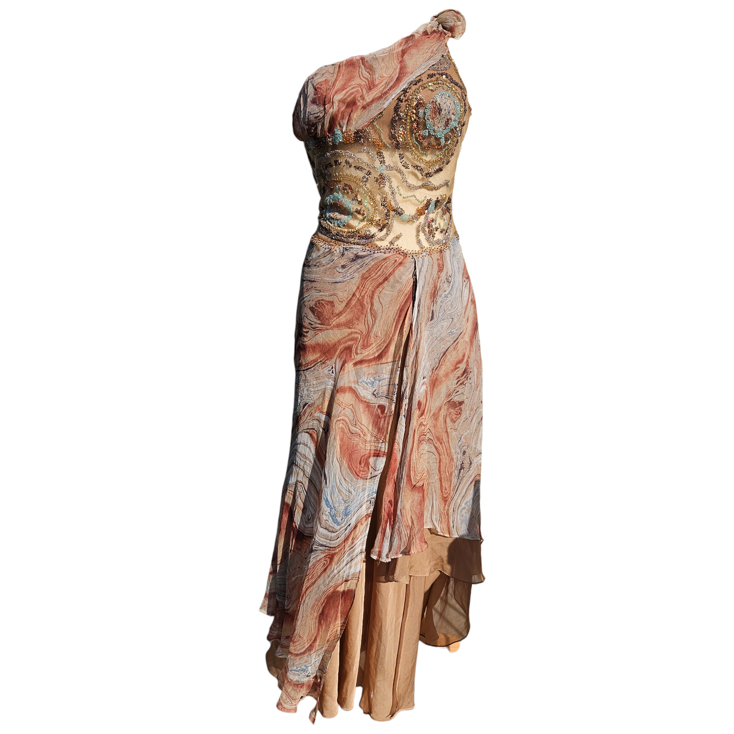 Maxi robe en soie brodée