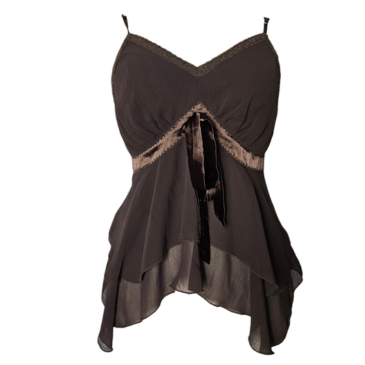 Haut marron en voile asymétrique