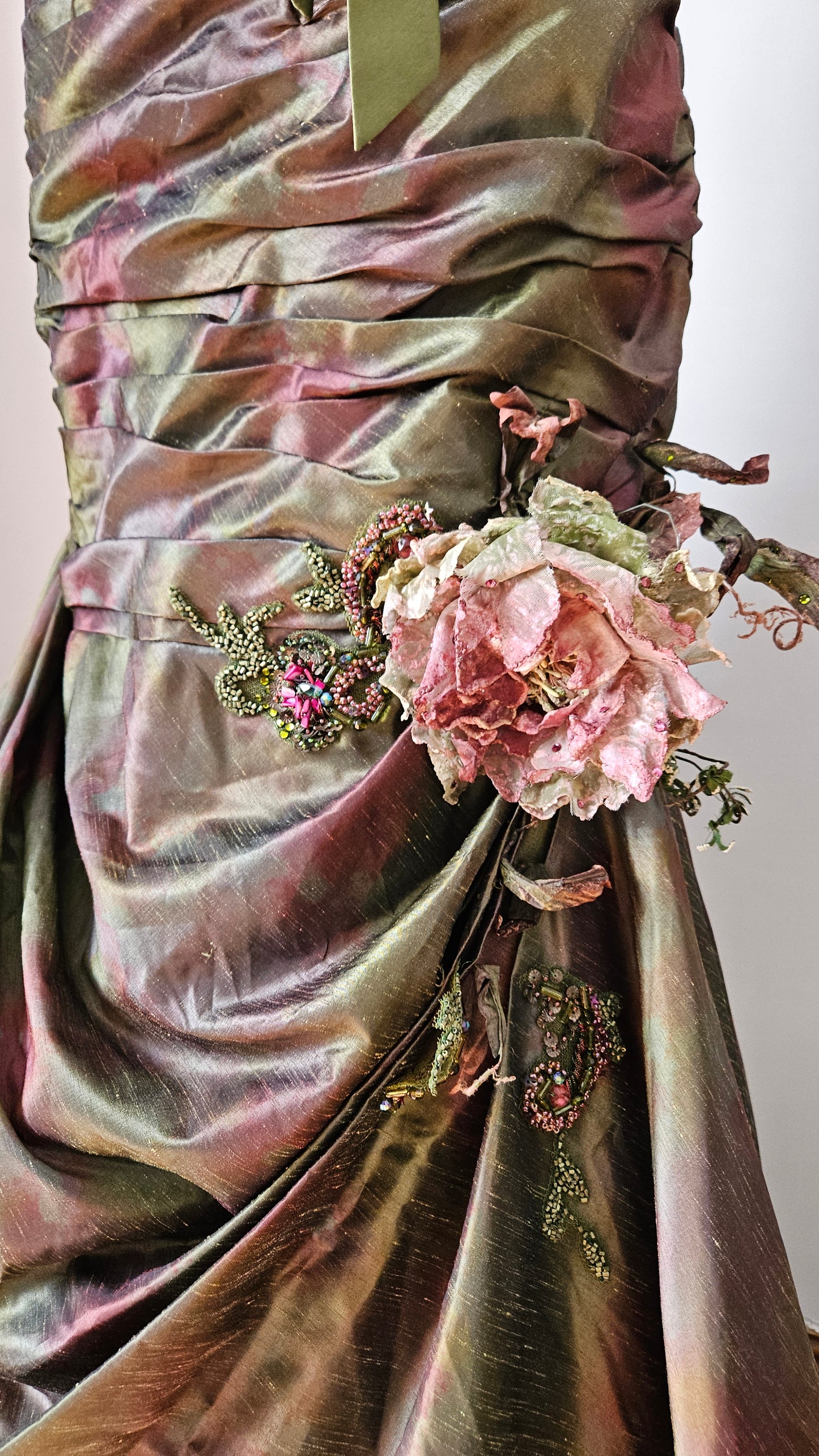 Green embroidered maxi dress