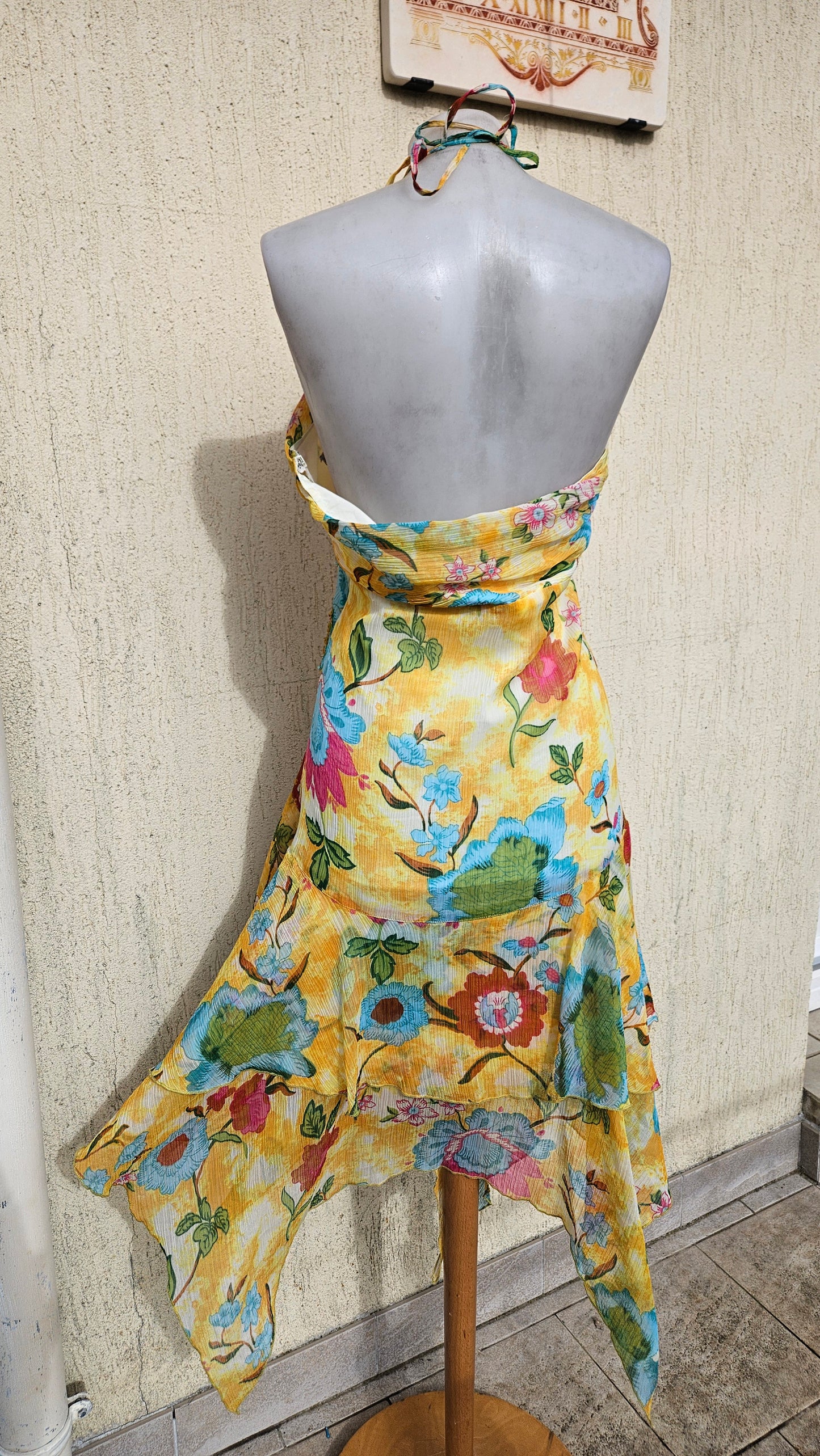 Robe bustier fleurie jaune