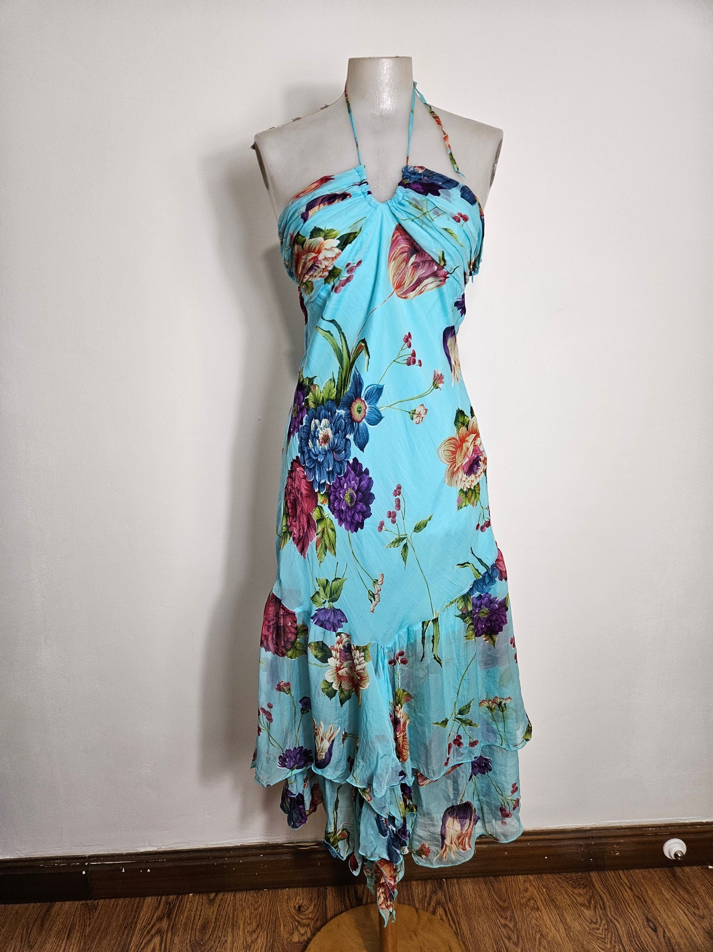 Vestido vaporoso floral azul